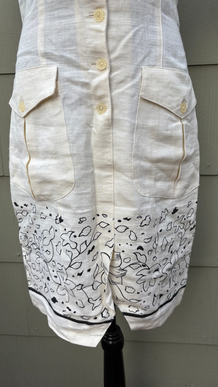 vintage ALMA 70s 80s Italian Linen Floral Summer Career Cocktail Wiggle Dress