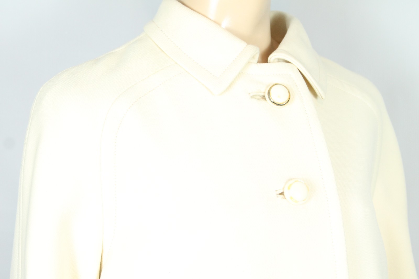 Vtg 60s SEYMOUR FOX USA Ivory Wool Retro Stroller Peacoat Coat S/M