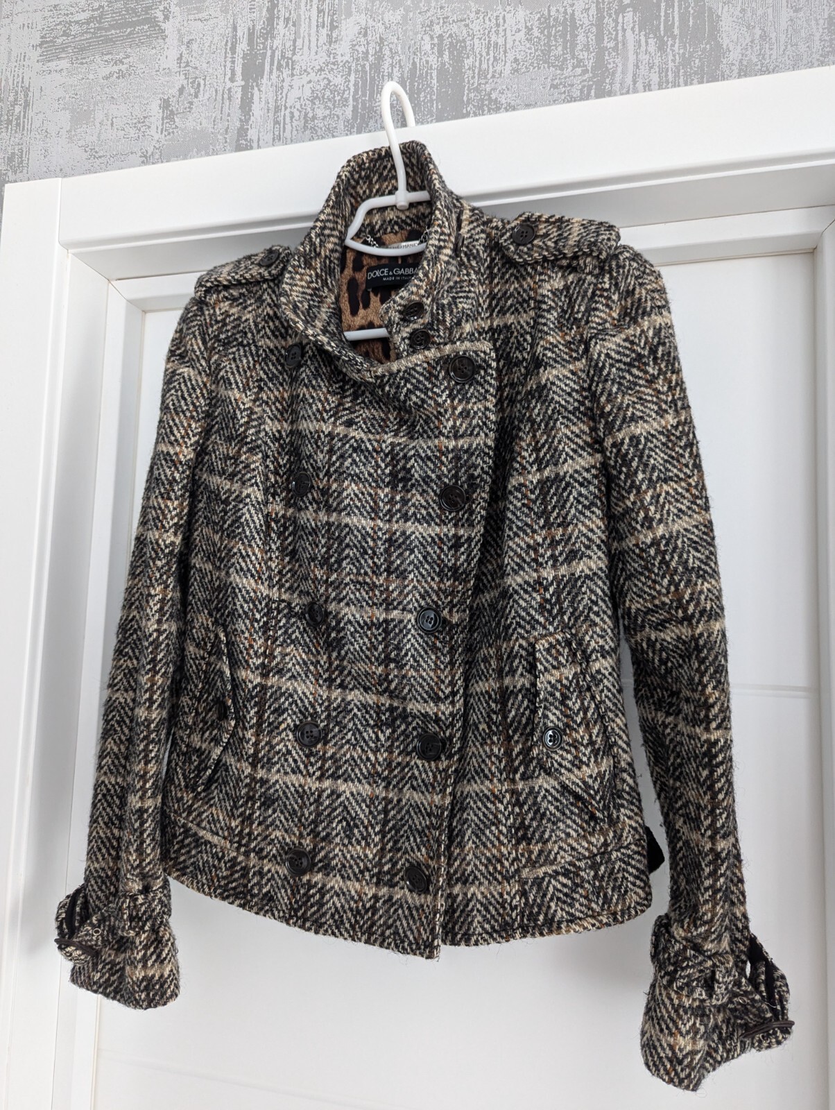 Dolce & Gabbana Wool Mohair Alpaca Short Coat Collar Double-Breasted Jacket 40 S