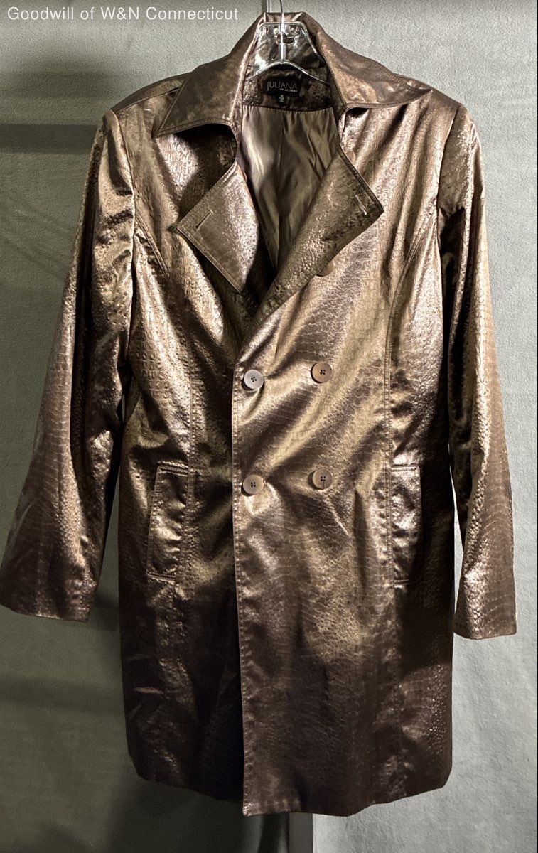 Vintage Y2K Juliana Collezione Womens Brown Metallic Leather Jacket Sz M USA