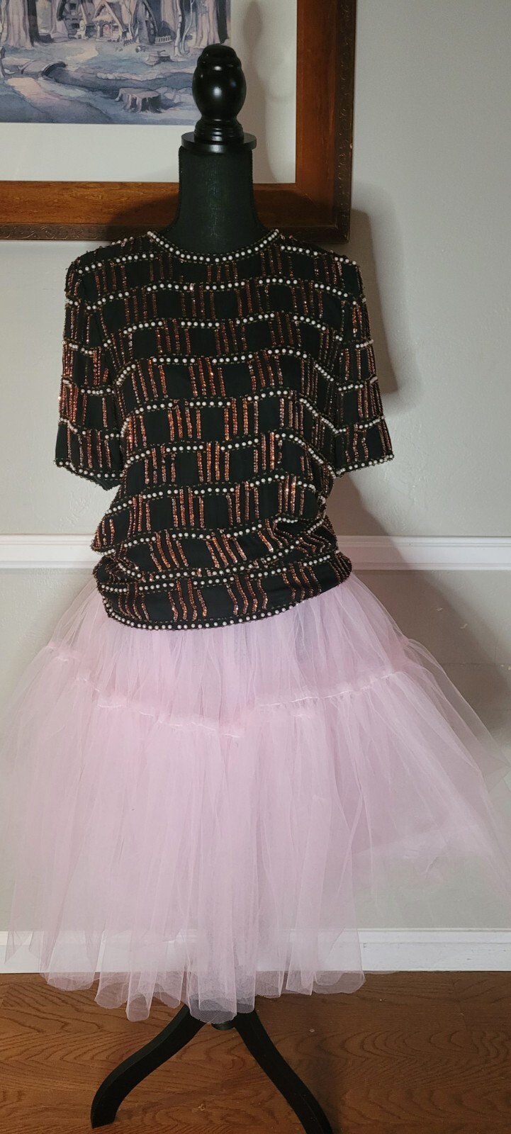 Vintage Gold Beaded Dress Blouse Size Small By Stenay