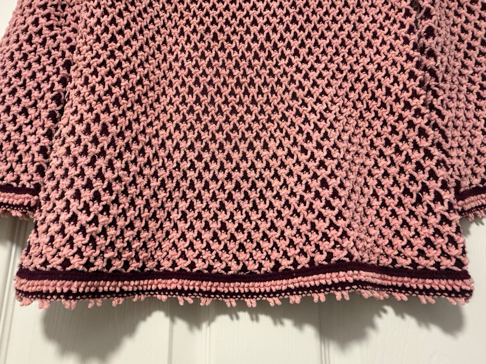 Vintage 70s Pullover Burgundy & pink Loubella California Extendable sweater (S)