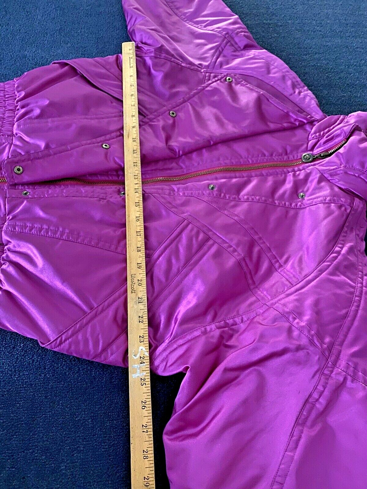 Vintage 80s 90s Descente Neon Purple Ski Snow Puffer Jacket Retro Shiny Bunny