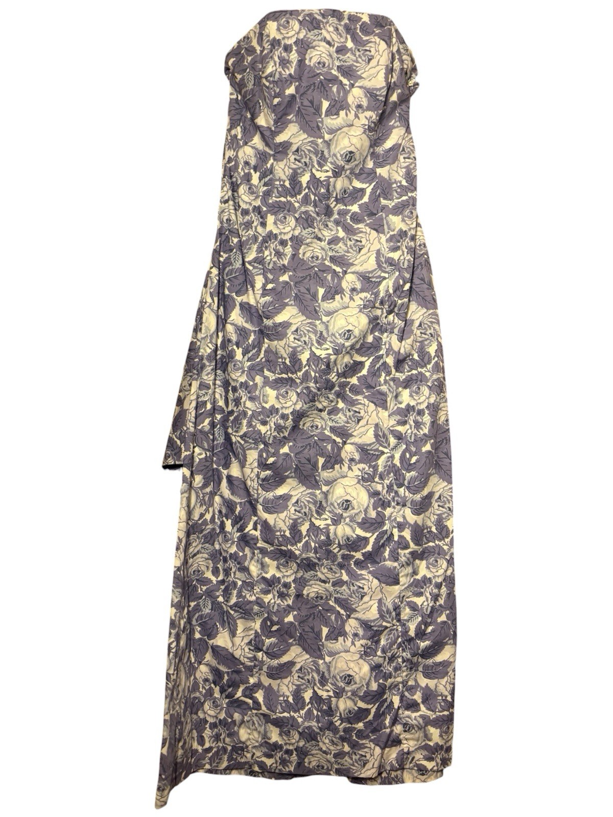 VTG Laura Ashley Dress Strapless Floral Purple XS/S Draped Bow 34/32 (tiny Flaw