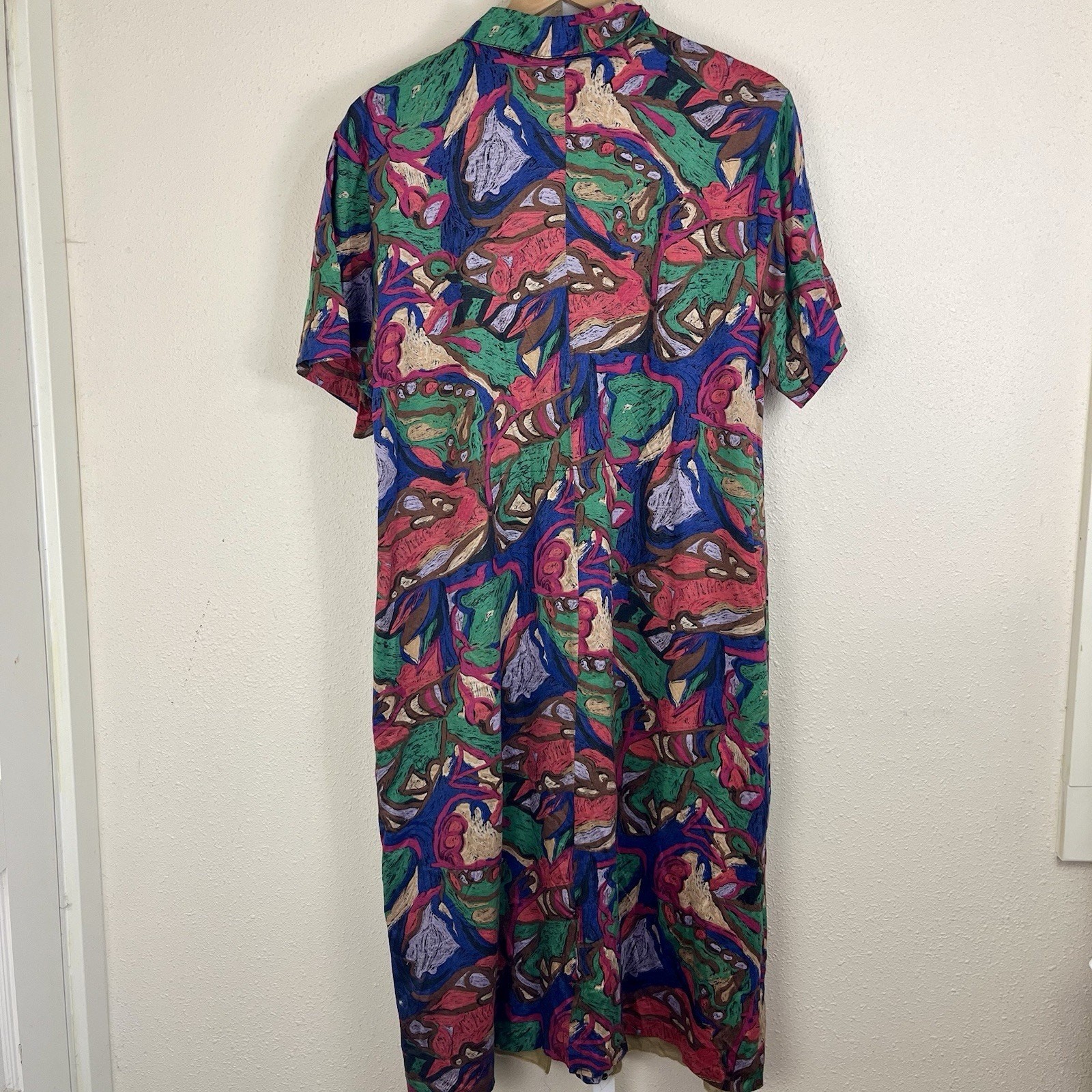 Vilona Vintage 60s 70s Abstract Midi Dress 48 US L Large Abstract Maximalist