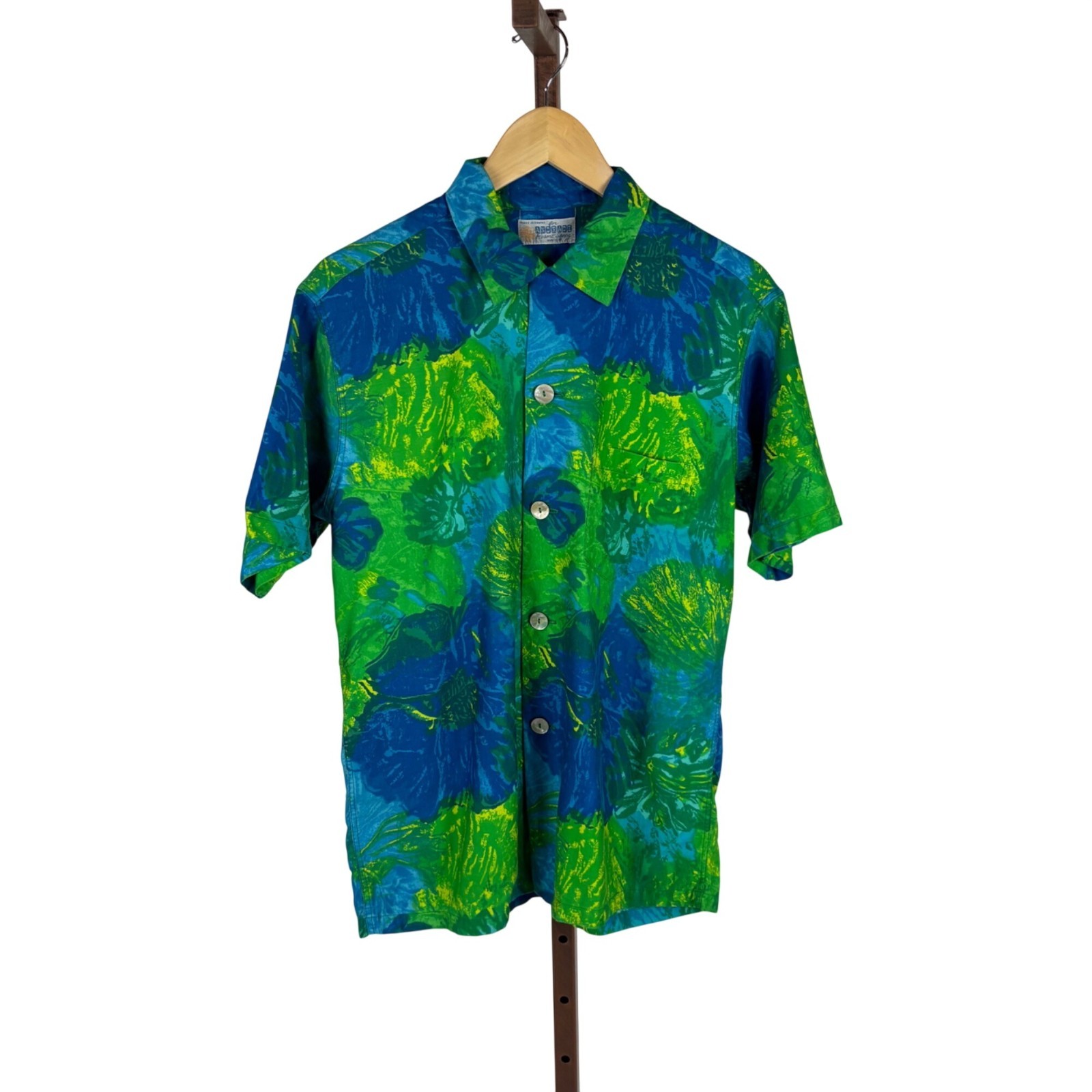 Vintage 50s Hawaiian Honeymoon Set Blue Green His & Hers Matching Dress Shirt
