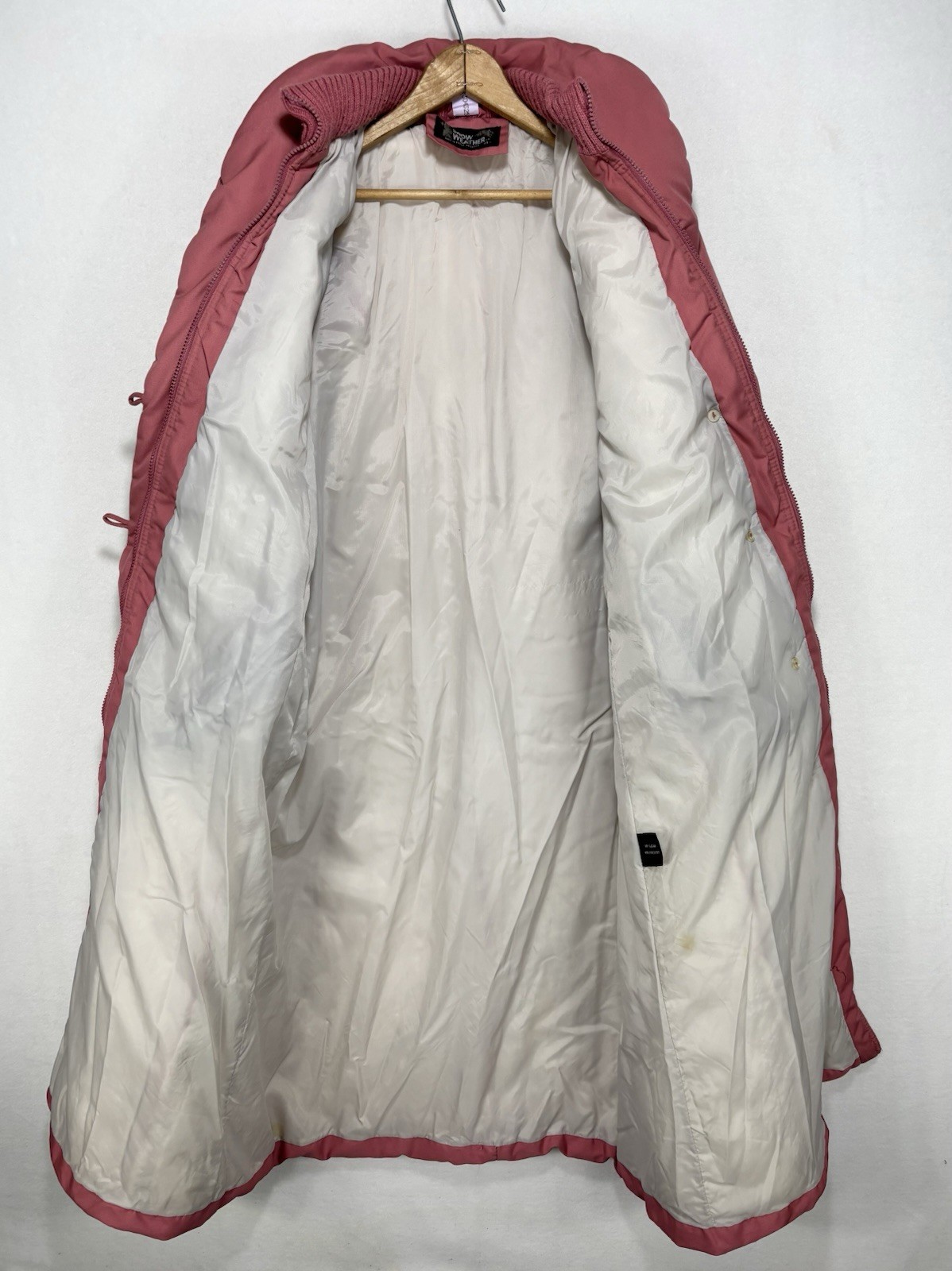 Vintage 70s Quilted Coat Size 14 Pink Long Puffer Jacket Toggles Snow Weather