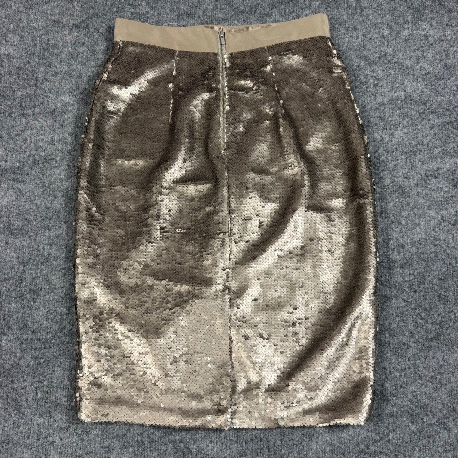 Banana Republic Womens Sequin Pencil Skirt 2 Petite Champagne Gold NWT