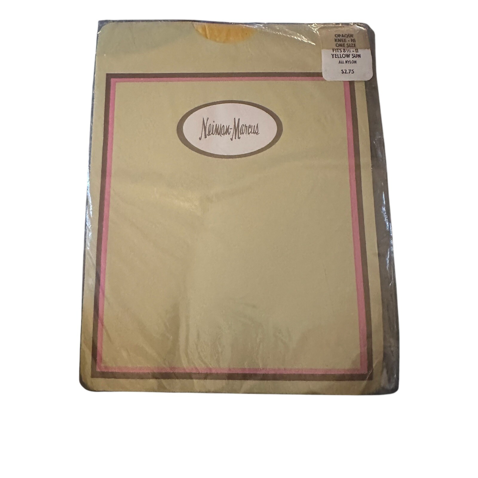 Vintage Neimun Marcus Knee High Yellow Opaque Nylon ONE SIZE Fits 8.5-11 New