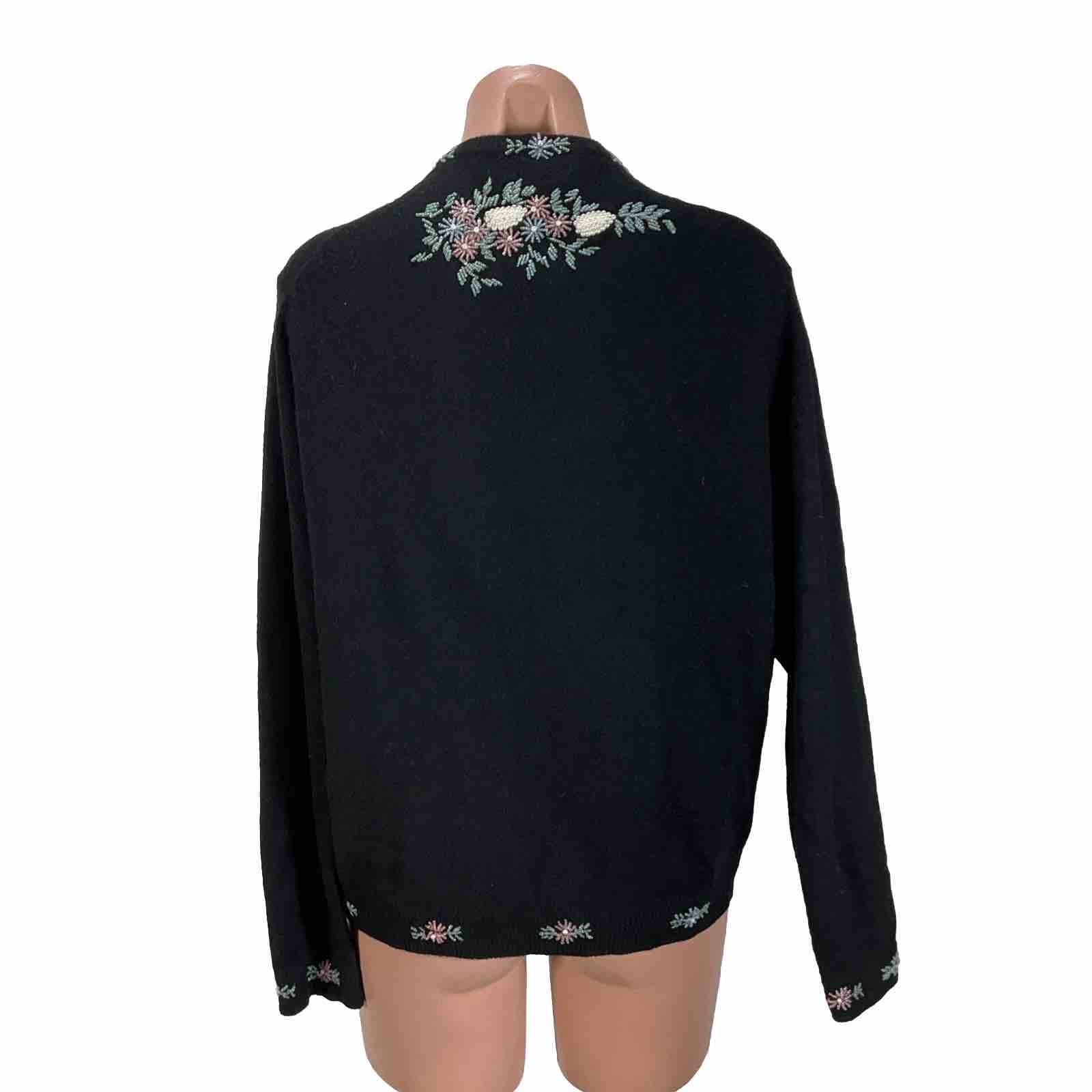 Vintage 50s 60s 42 Handcrafted Beaded Cardigan Sweater Grandma Glam Lined