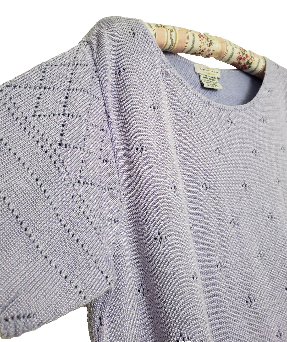 Vintage Yarnworks Sweater Top Women’s XLP Petite Lilac Knit Made in USA