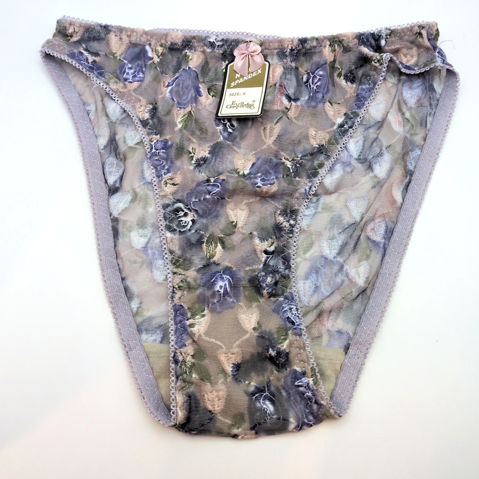 VTG NWT 90s Sheer High Rise Lace Purple Panties Underwear Small Eva Cervantes
