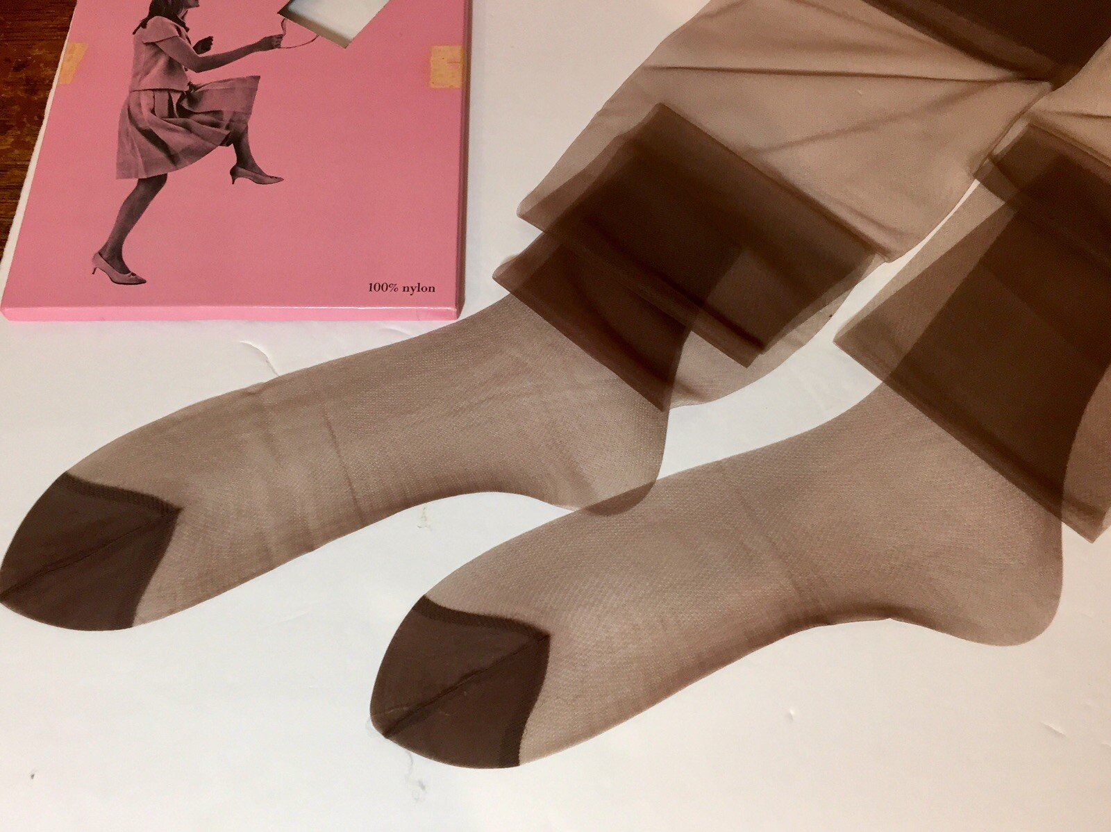 Vintage 3 Pairs 11 X 35” FASCINATION Nylon Stockings Intrigue Demi~Toe Nude Heel