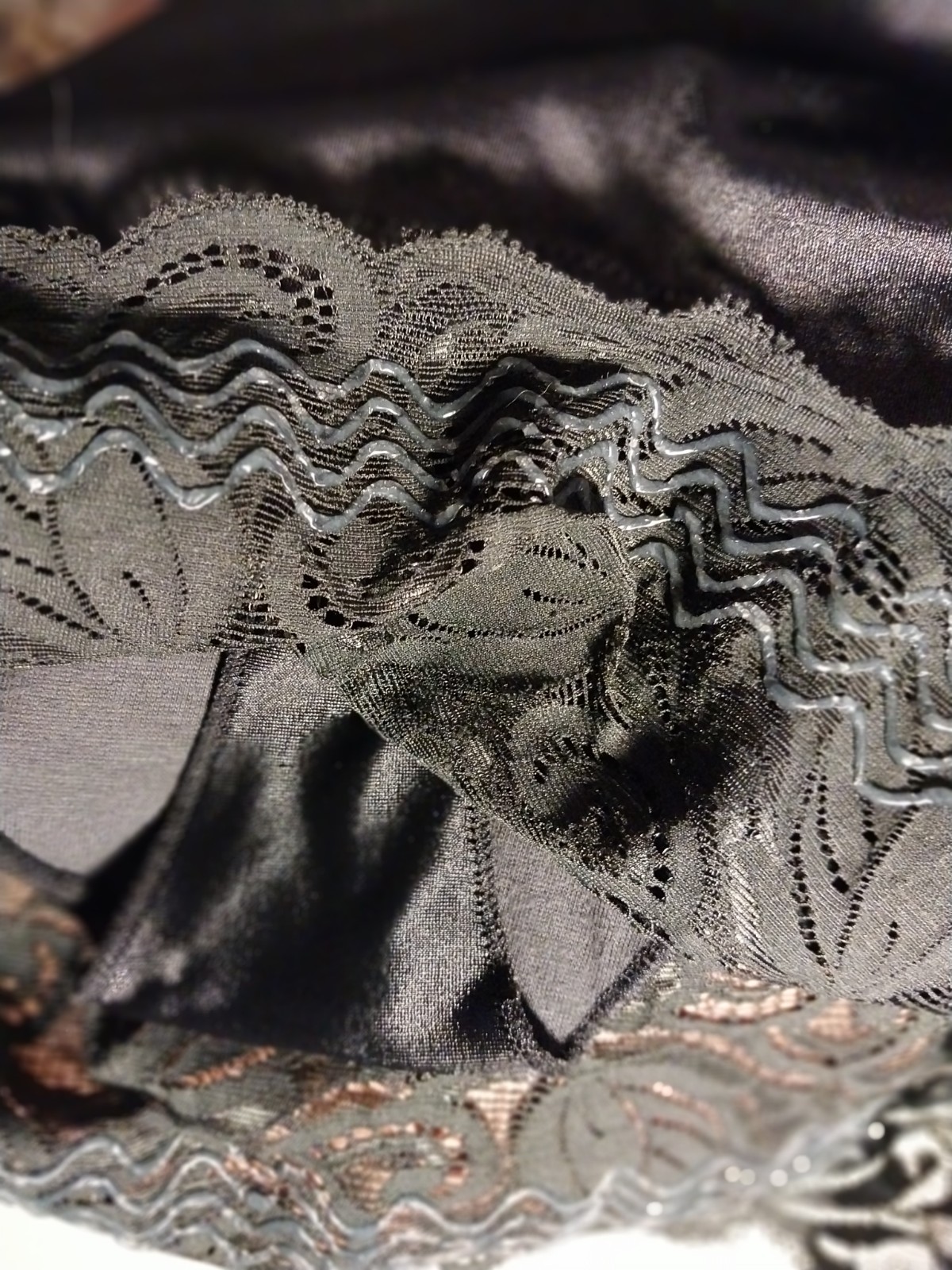 VTG SATIN Nylon VANITY FAIR PANTIES SKINS WIDE ROSE LACE SCROLL GIRDLE SLIP NIP