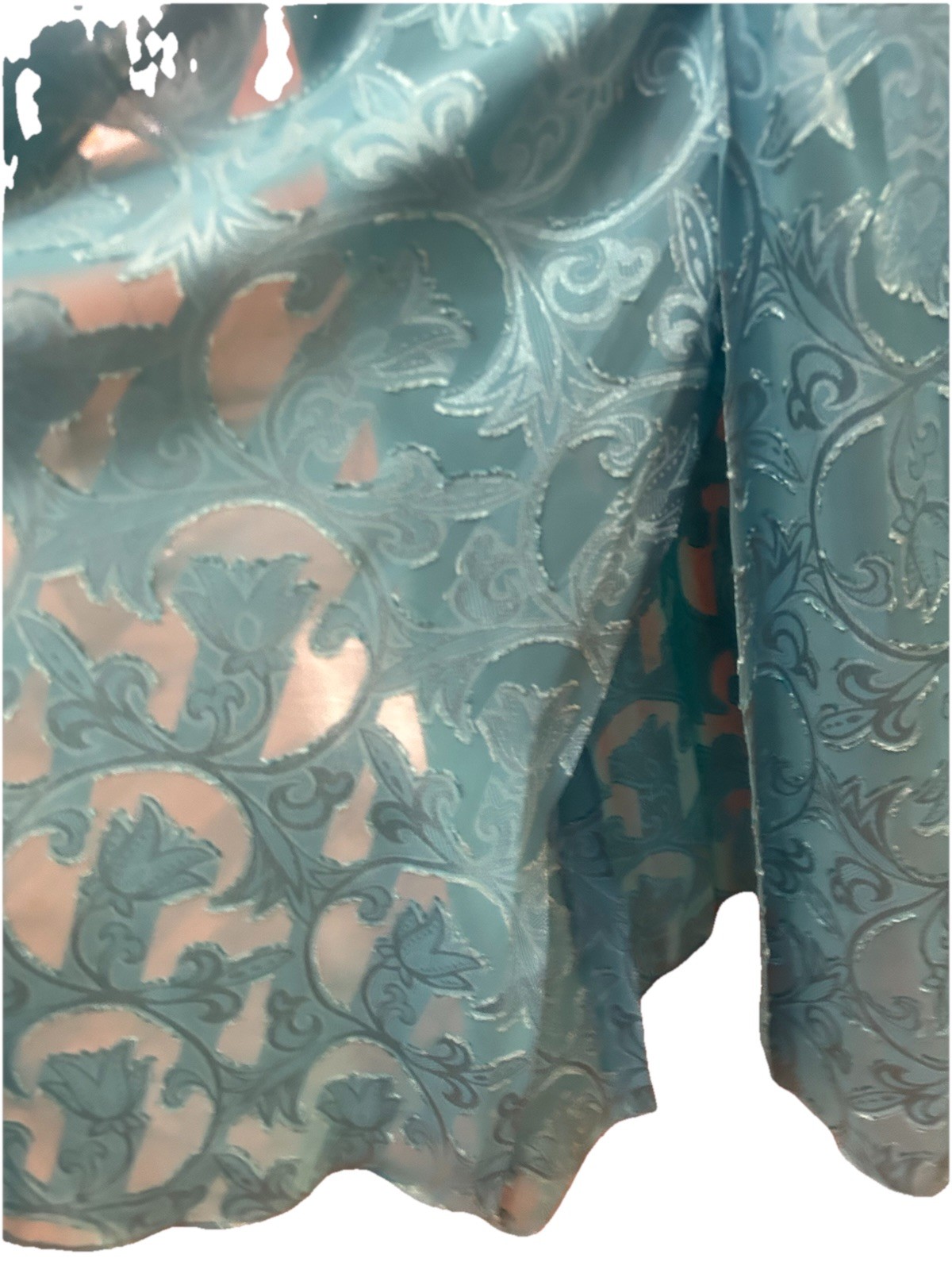 VTG 80’s Diana Freis Floral Print Brocade Poly Dress W/ Sequins+Scarf NWT Mod 12