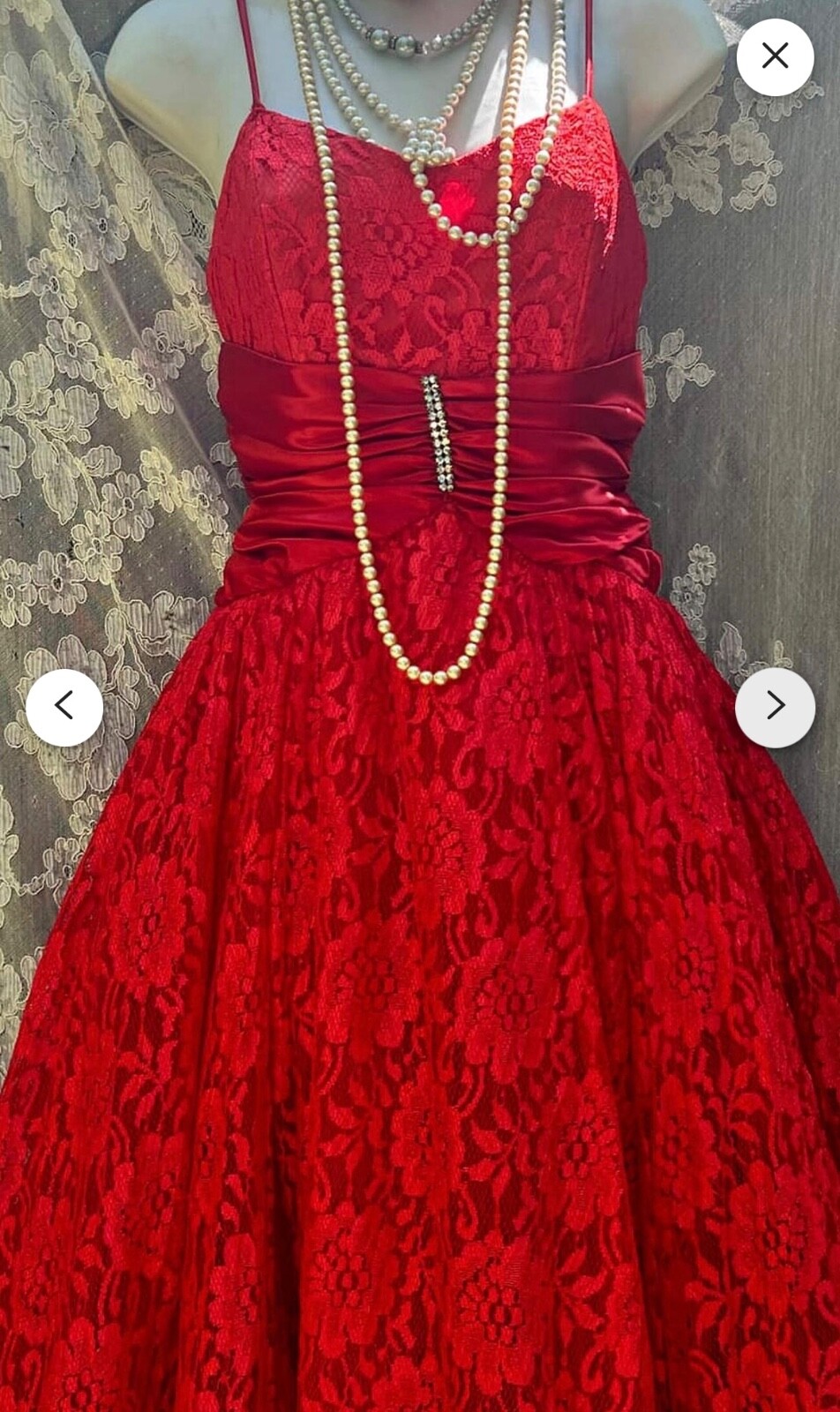 80s Red lace dress vintage vampy gown halloween costume stage dance formal red p