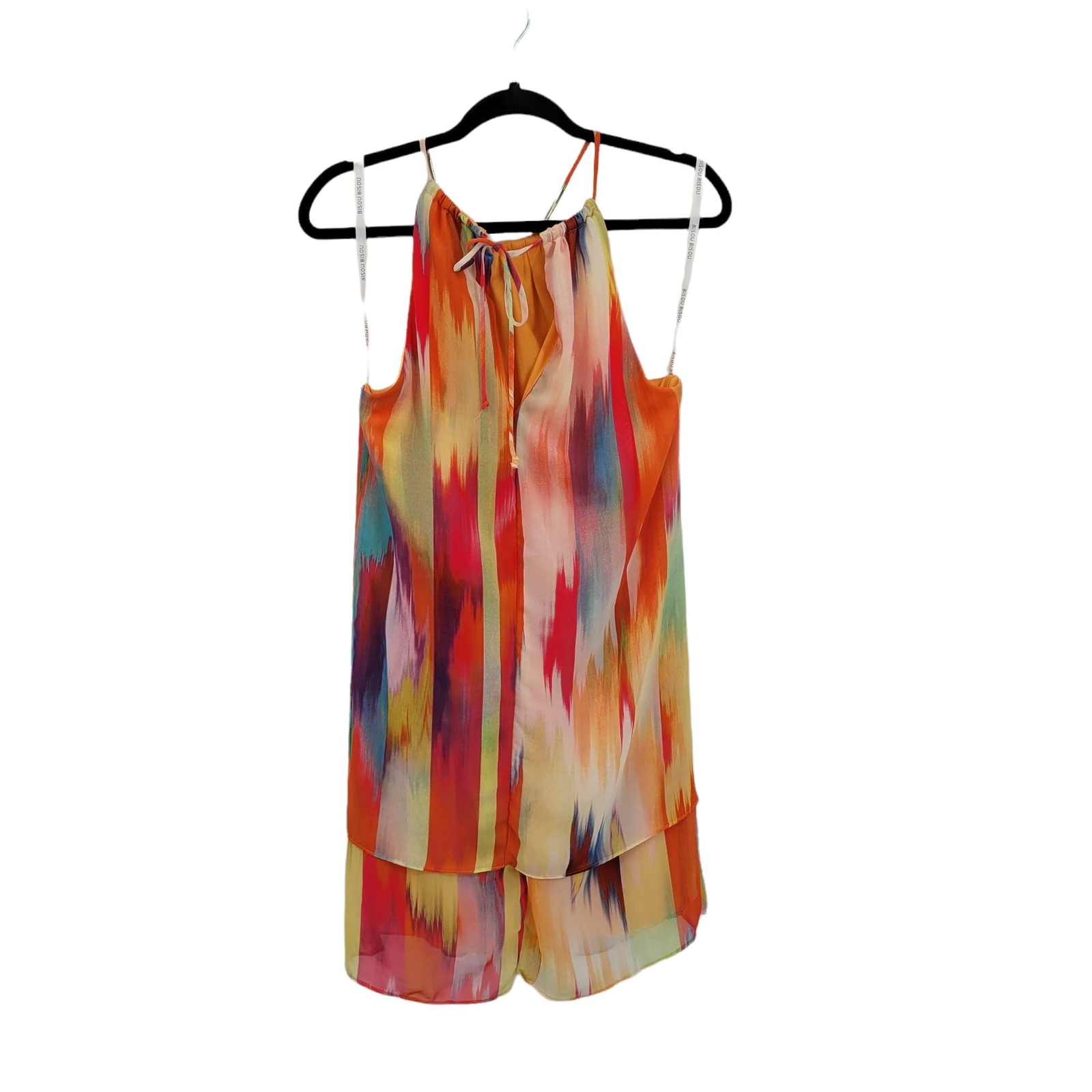 Vintage Bisou Bisou Dress 8 Rainbow Tiered Ruffle Shift Halter Colorful Pride