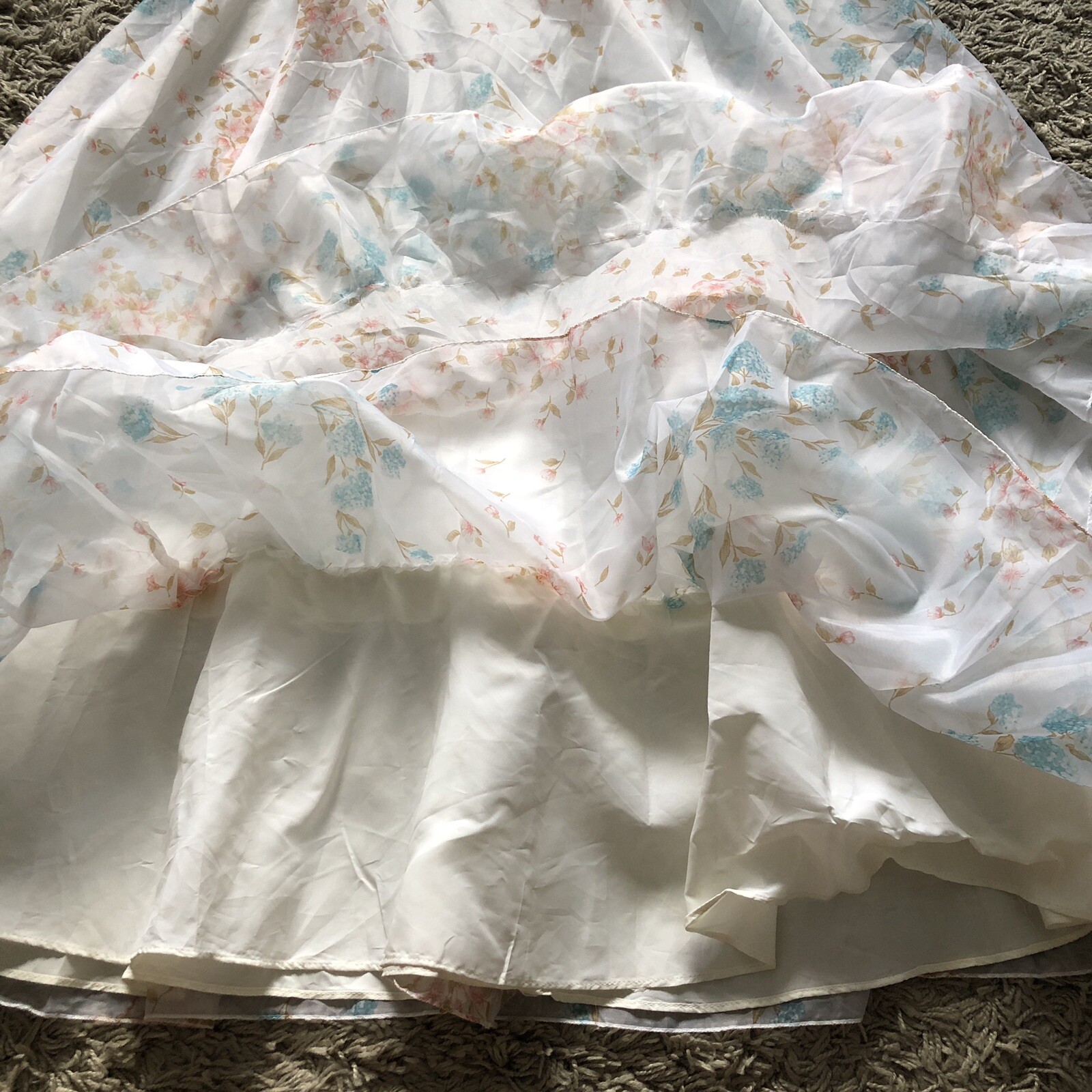 ILGWU Maxi Dress Ruffles Brunch Prom Gown Floral Easter Bridal Prairie Vintage