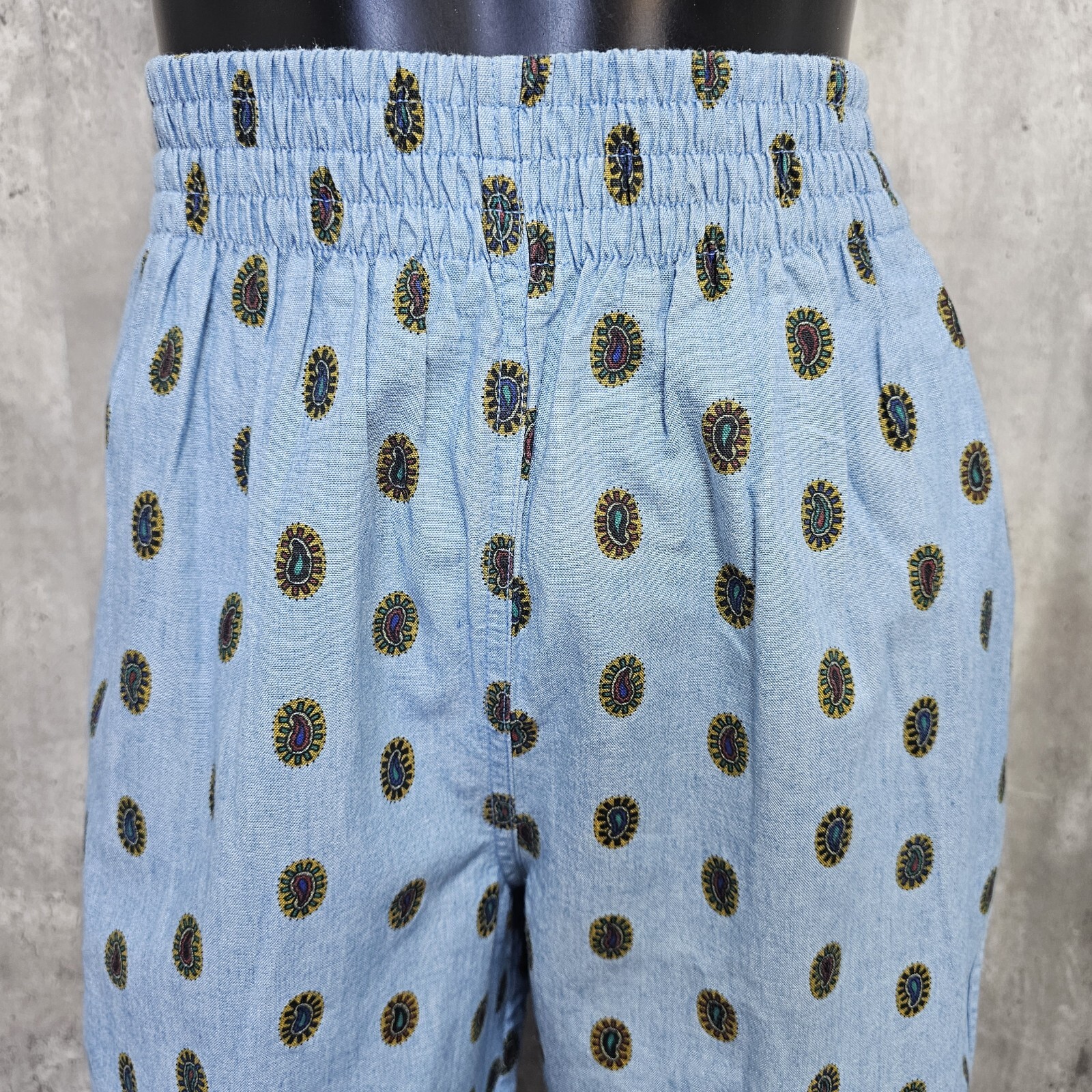 Vintage 90s Chaus Sport Womens S Chambray High Waisted Slim Tapered Geo Pattern