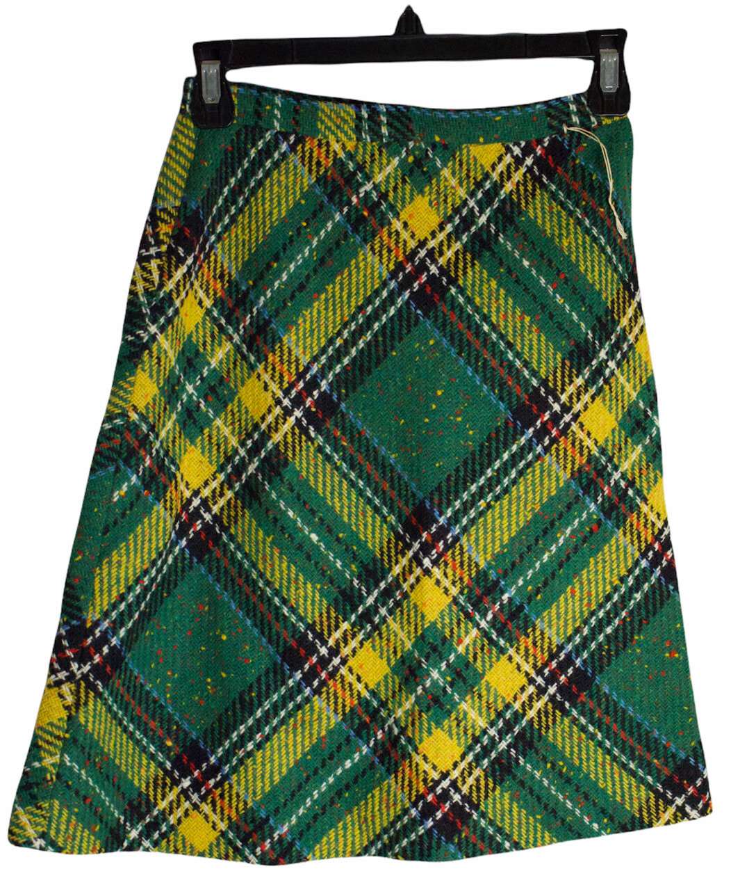 Vintage Kelita A line Green Plaid Check Wool Skort Size 7 K3