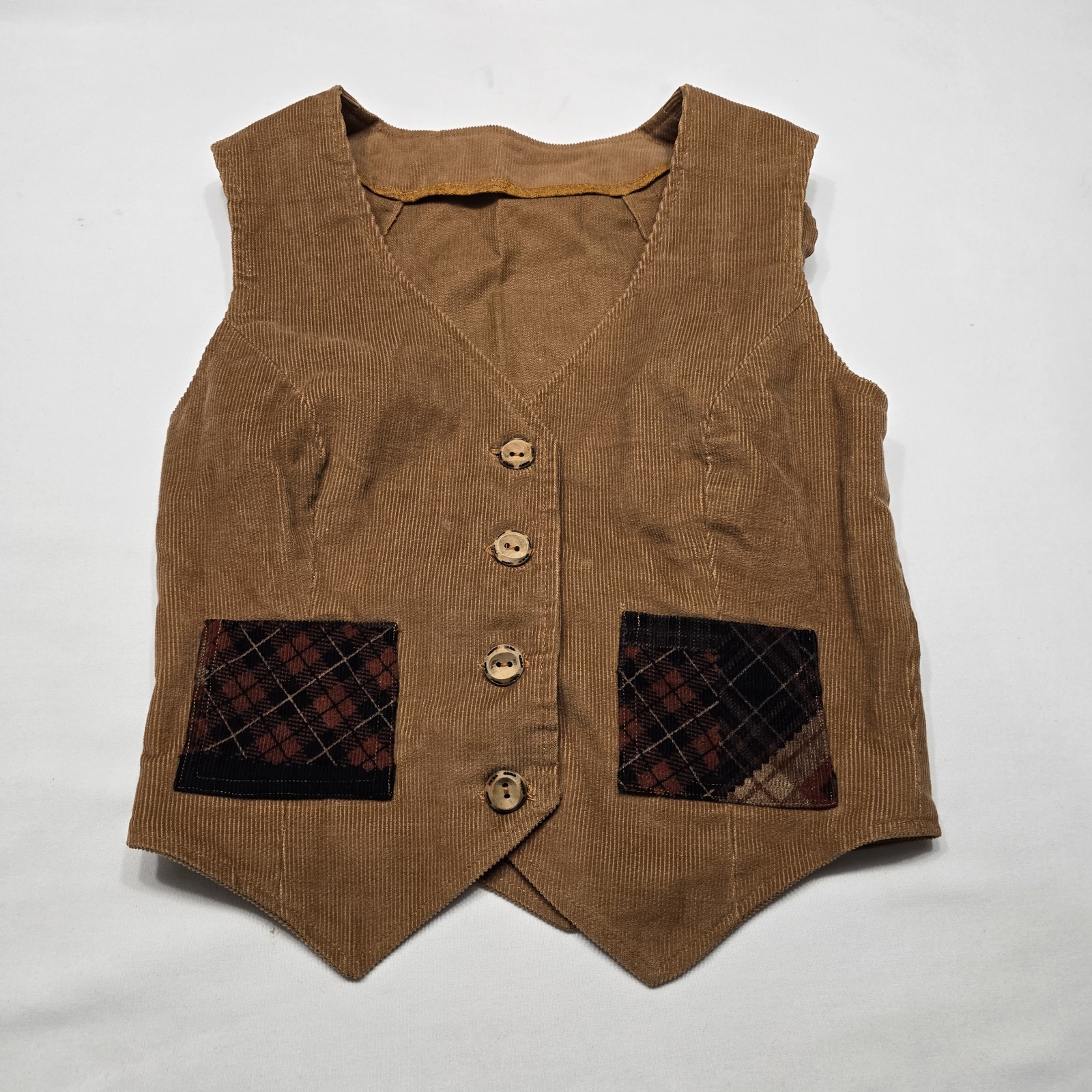 Vintage 60’s Courderoy Patchwork Vest & Midi Skirt Outfit Brown & Orange Boho