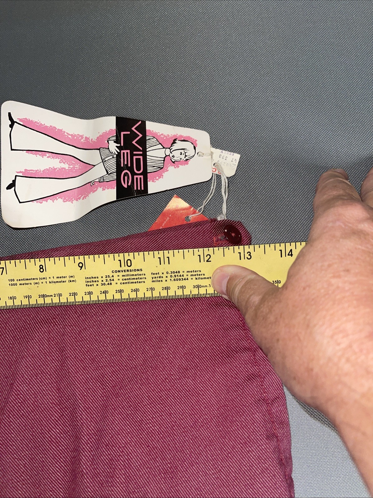 Vtg 1970s NOS Juniors Expandra Stretch Pink Denim Wide Leg Pants 25w X 23.5”l