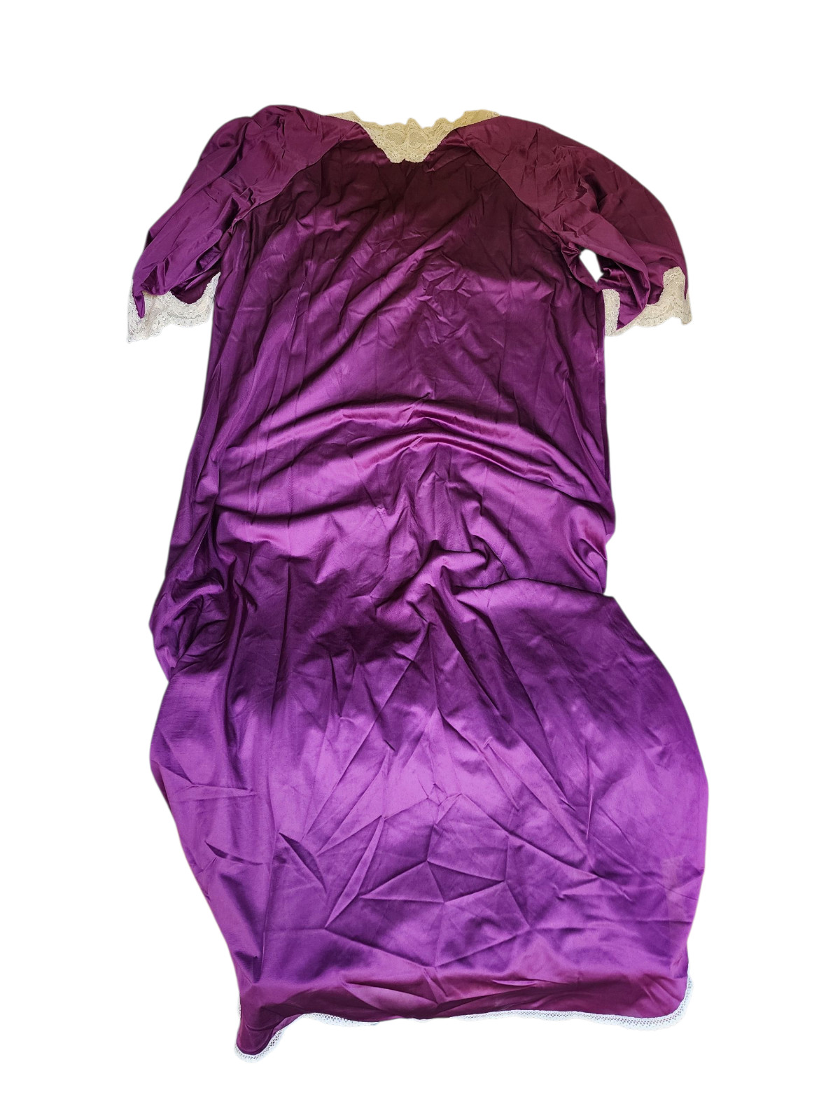 Vintage Royal Purple Robe Nightgown Nylon Tricot 2X 80s Glam Rock