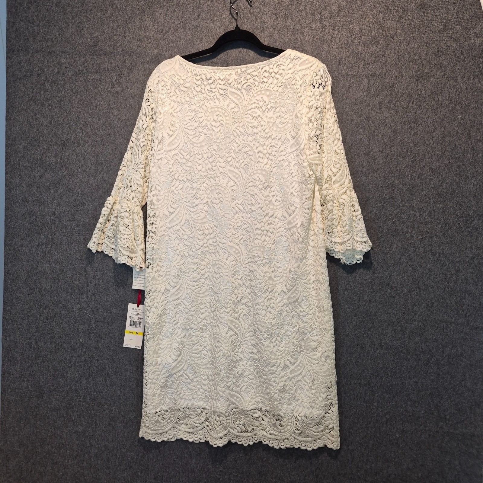 NWT Ruby Rd Dress Womens Md Flair 3/4 Sleeves Lace Overlay Romantic Boho Cottage