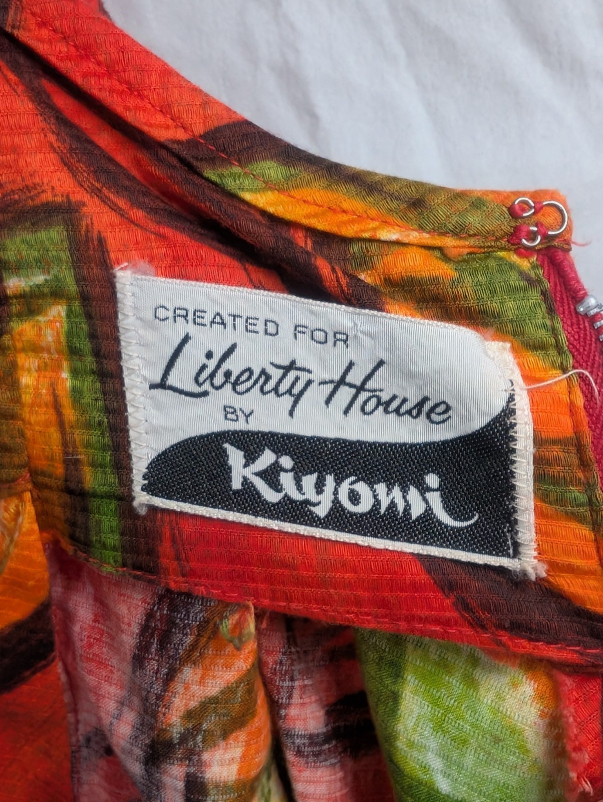 Liberty House By Kiyomi Hawaiian Maxi Dress Vintage Orange W/ Flowers, Gorgeous!