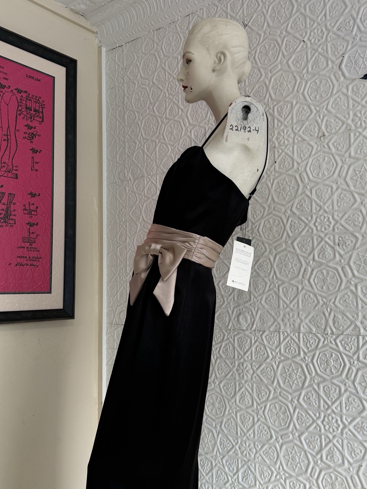 Vintage ABS Black Gown-Corset-Spaghetti strap-party dress NWT-1990s formal prom
