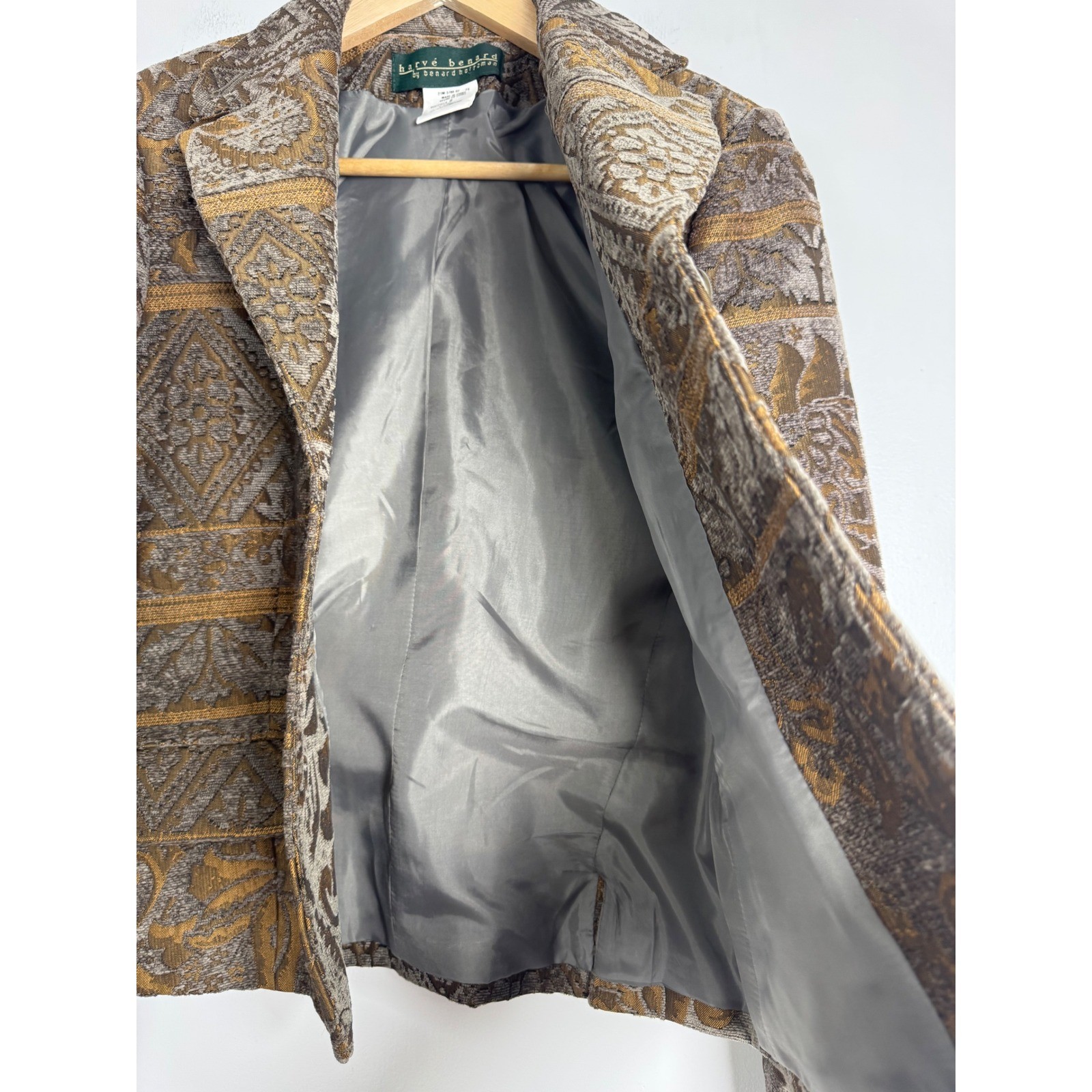 Vintage Harve Benard Womens Size 6 Tapestry Blazer Bronze Gold Damask Jacket