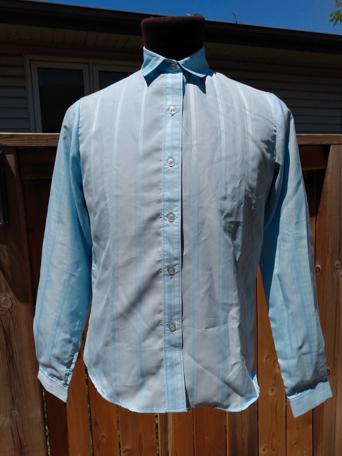 Vintage Womens Blouse Blue Button Front Size 14 39″B Giancarlo 80s Long Sleeve