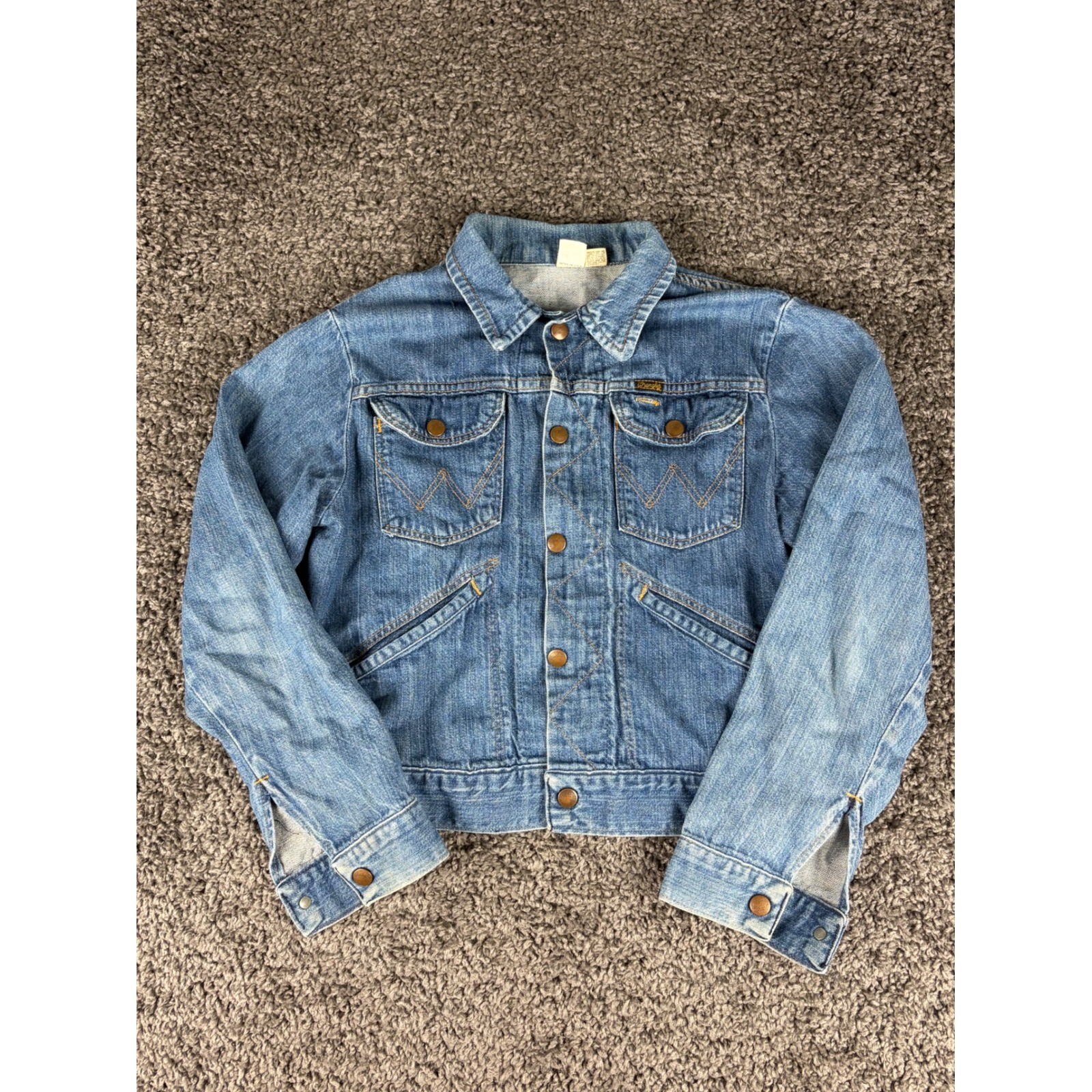 Vintage Wrangler Girls Denim Jacket Blue Western Trucker Size Medium
