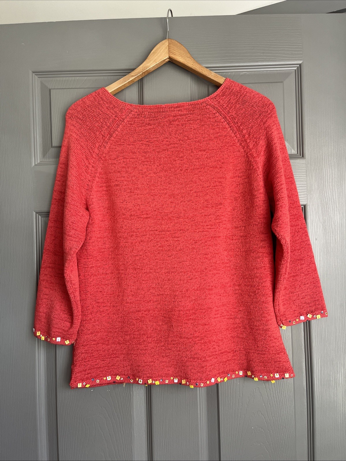 Vtg Susan Bristol Hand Embroidered Sweater Beaded Floral Purse Applique Large