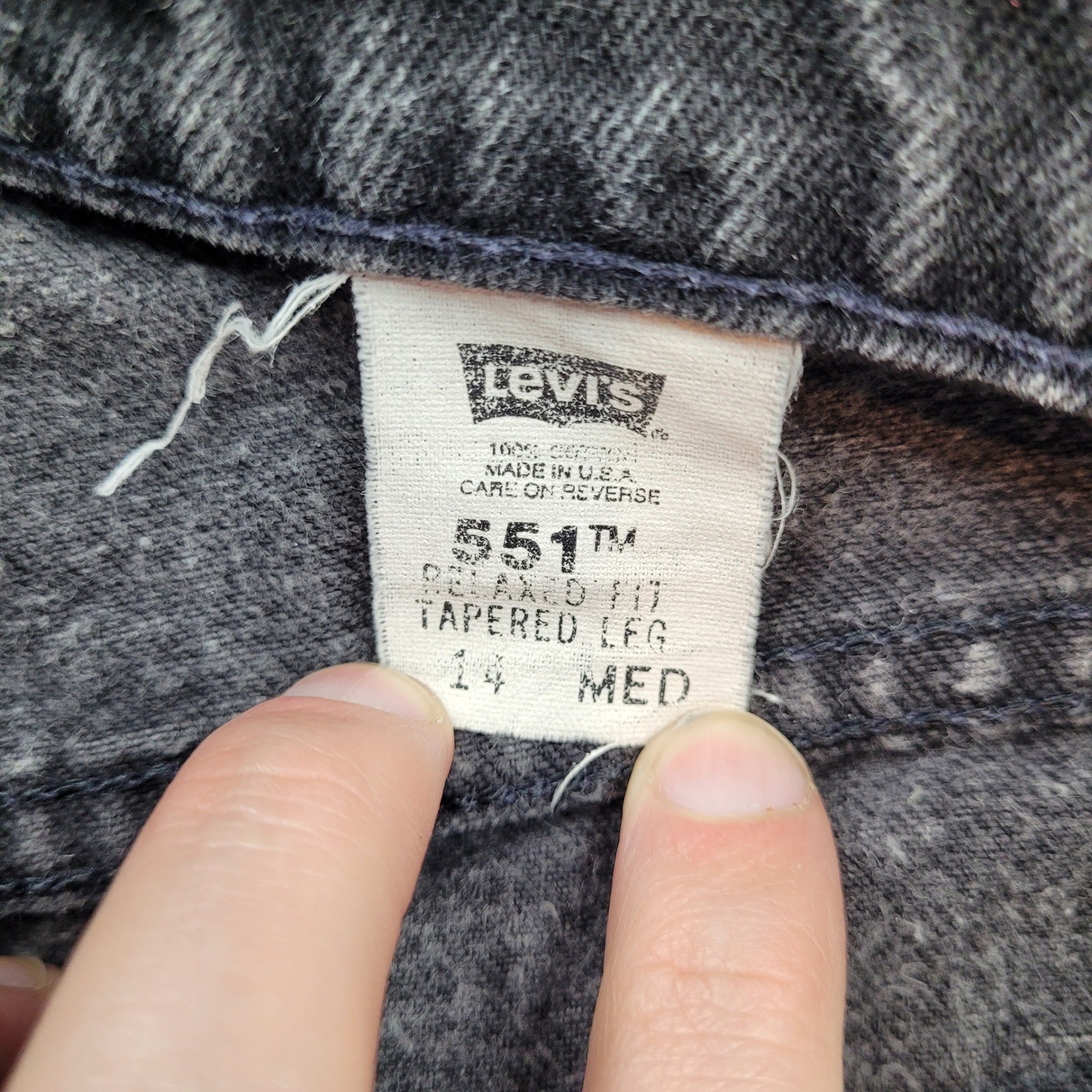 Levi 551 Relaxed Fit Tapered Leg Jeans Women 14 Med Black 28×30 Vintage USA 1995