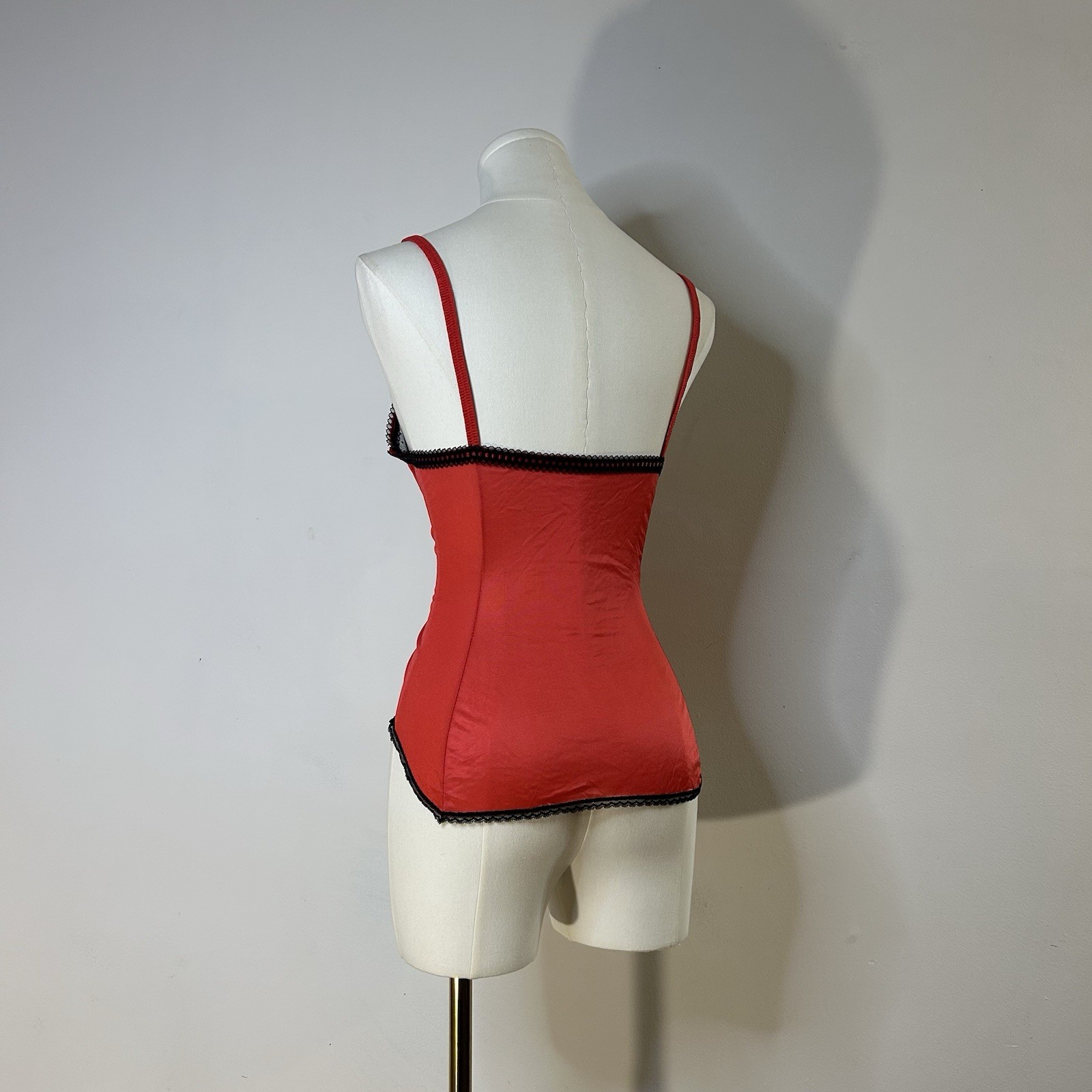 Vintage Camisole Top Alt Fairy Bimbo Whimsigoth 32-35 Inch Bust Black Red