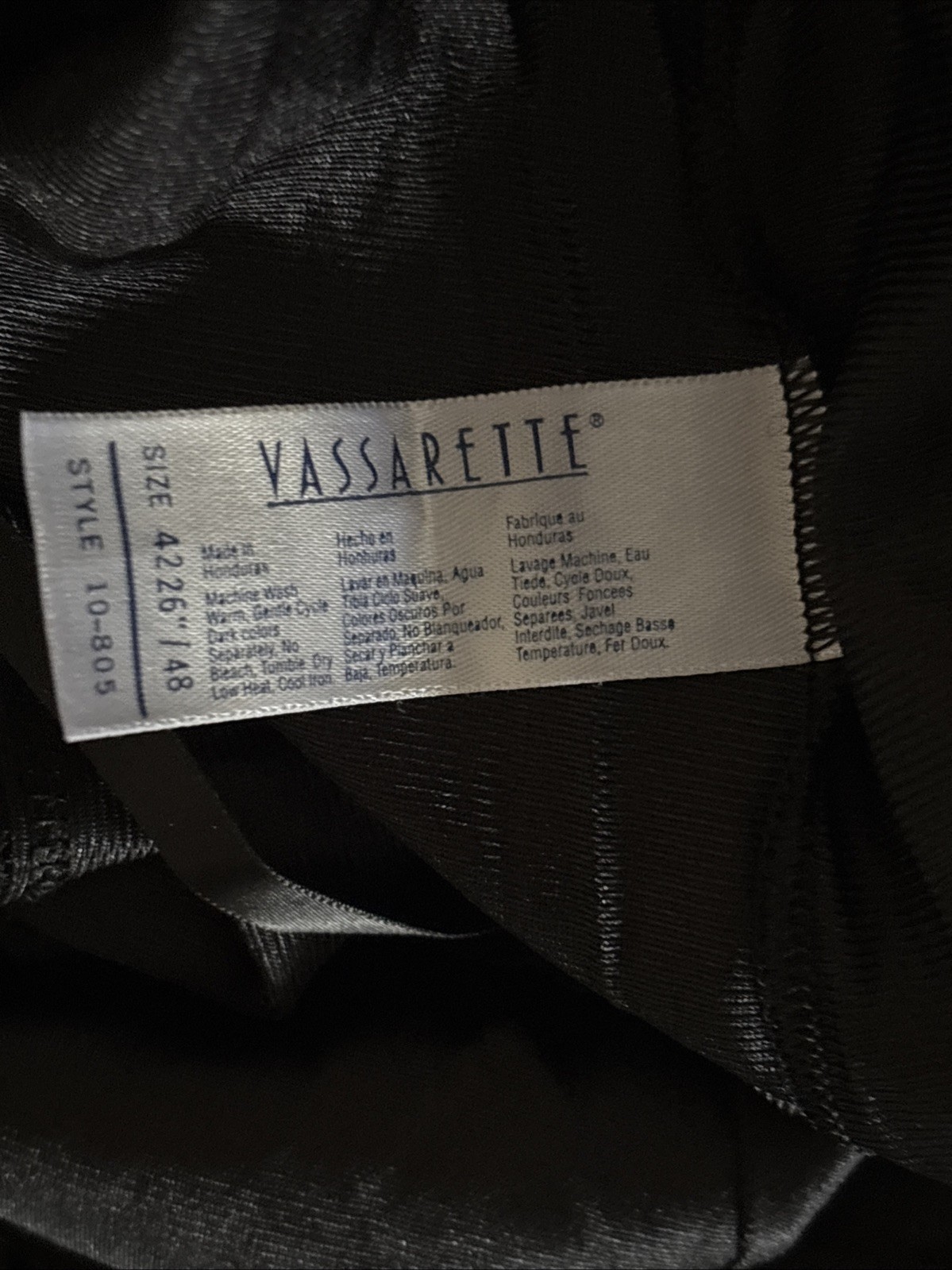 Vassarette Black Full Slip, Lace Trim Dress, Vintage, Lace, Size 42 10-805
