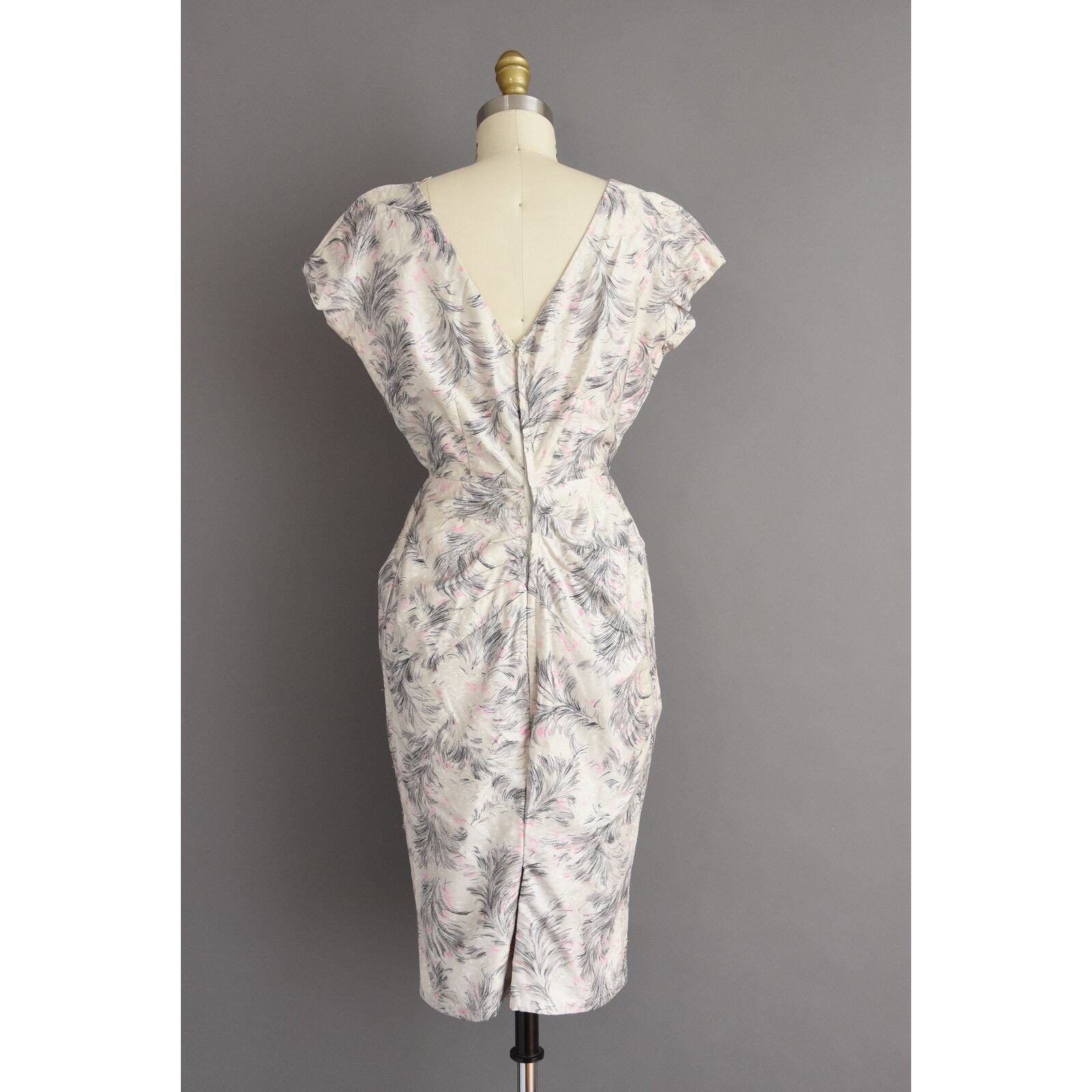 vintage 1950s 50s dress Polished Cotton Cocktail Party Wiggle Dress XS Small