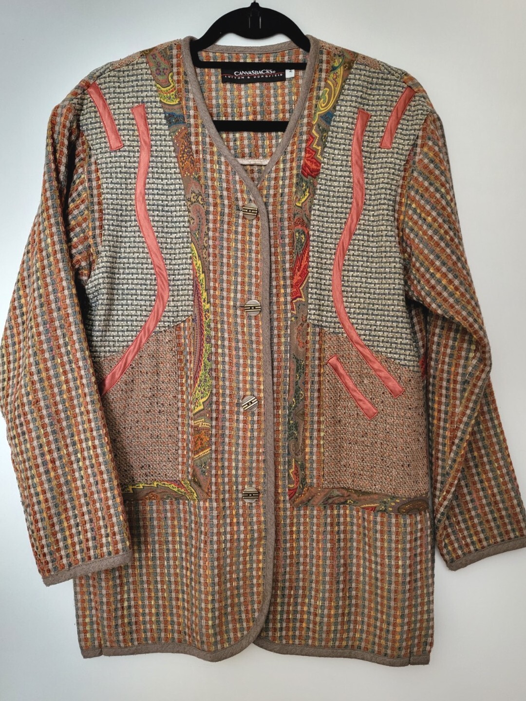 Canvasbacks Lutton And Horsfield Womens Vintage Wool Blend Mixed Media Blazer M
