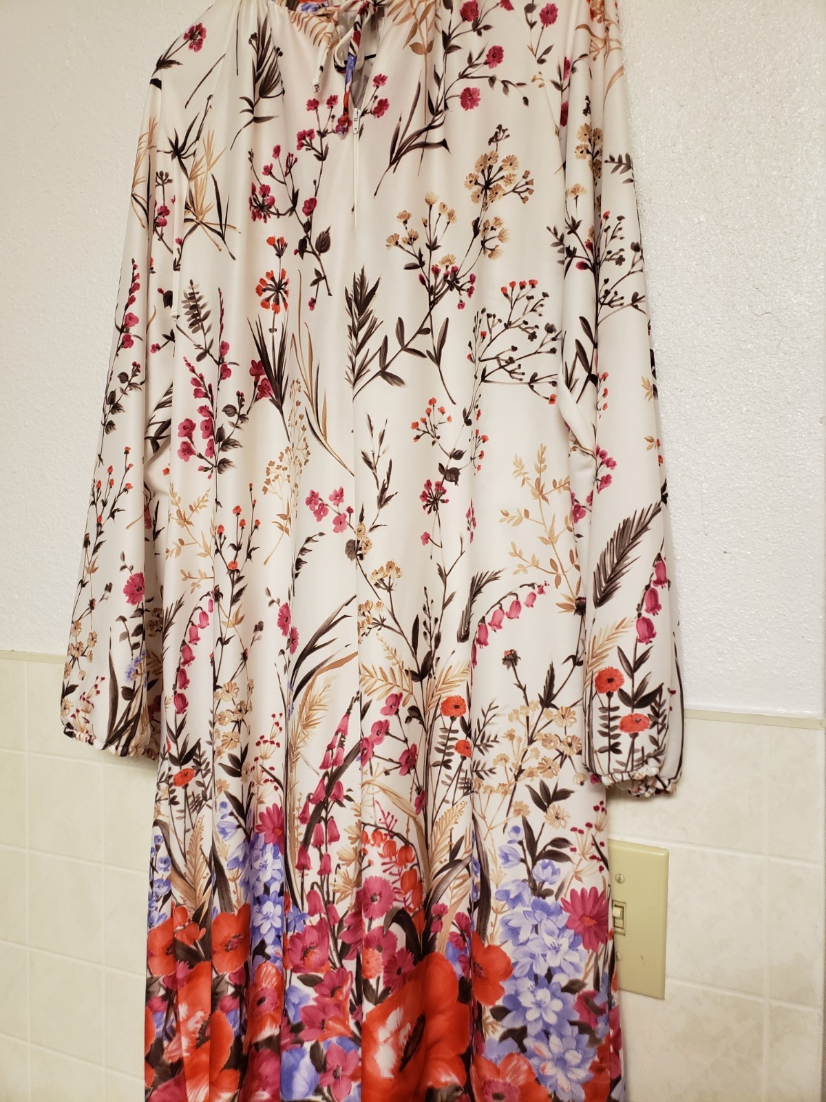VTG Lisanne Lounge Wear Robe Floral Zip Up House Coat Lg Maxi Dress Night Gown