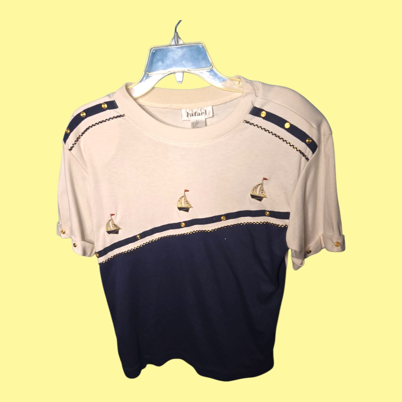 Vintage 80s Rafael Sailor Nautica Top Shoulderpads Small