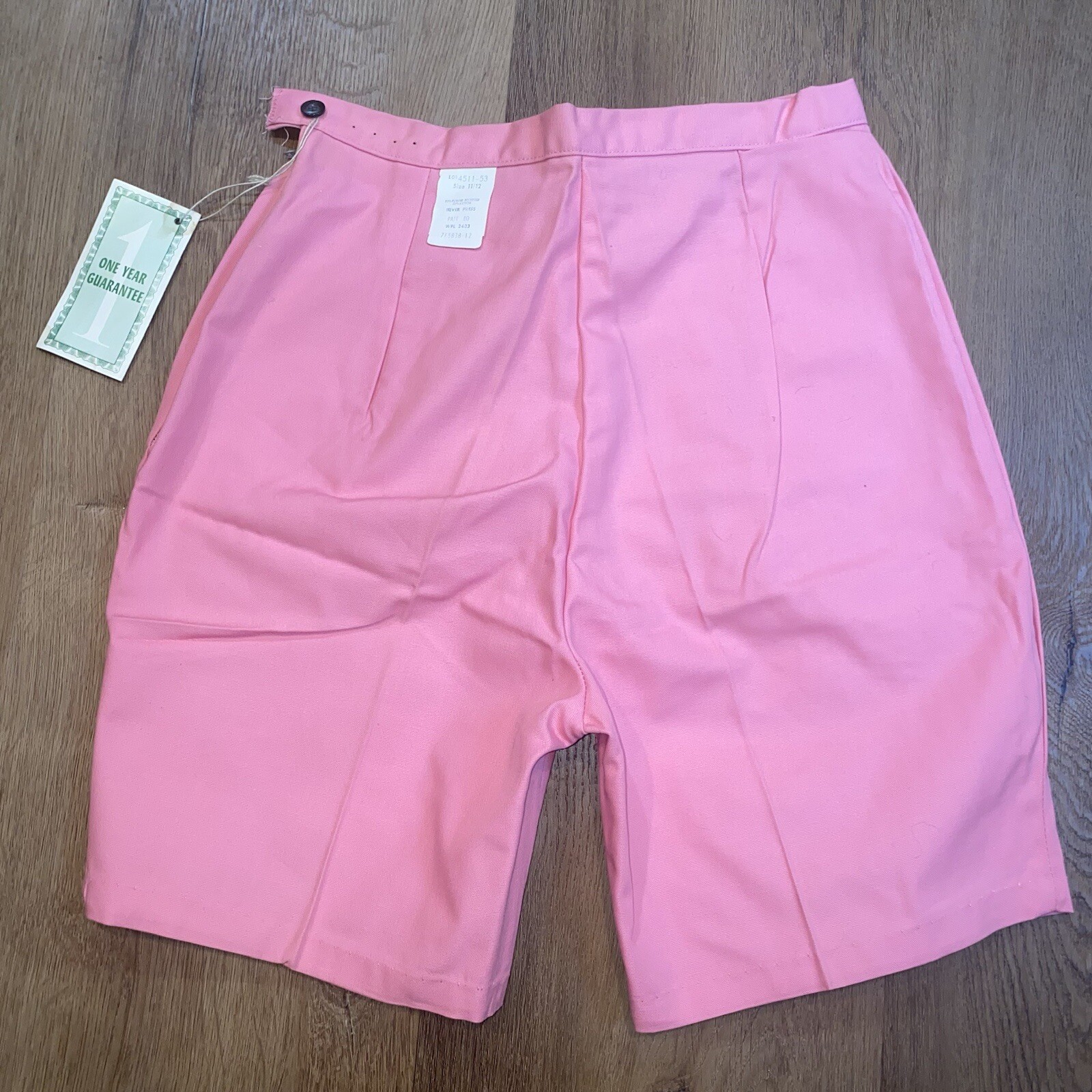 Vtg 1950s 1960s Womens Shorts 11 12 Pink High Waist Fortrel Polyester Cotton NOS