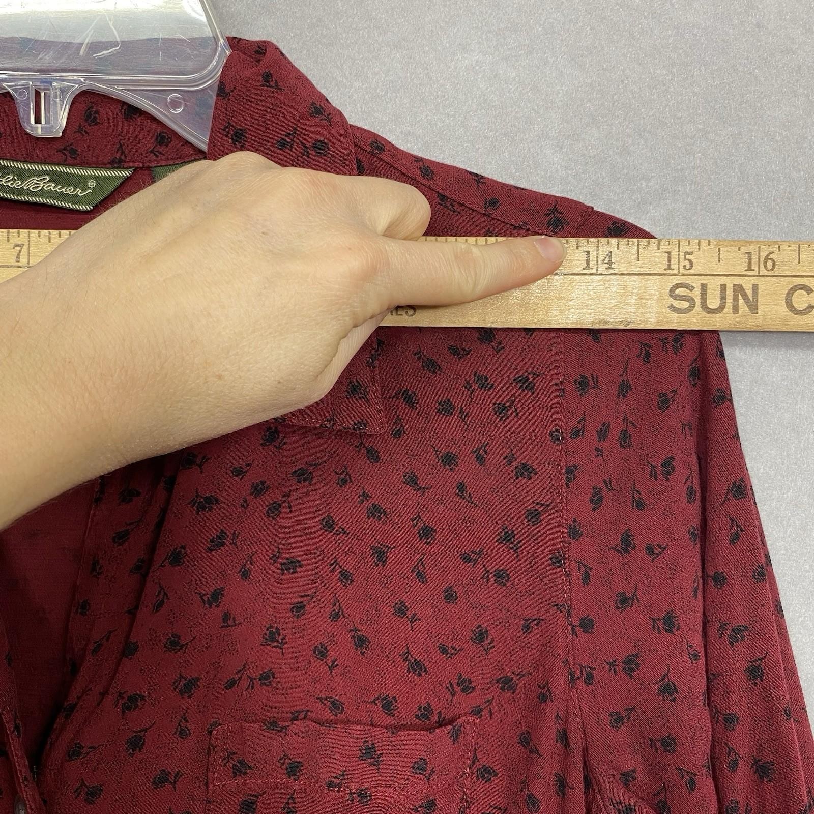 VTG Eddie Bauer Dress Women’s S Boho Basic Classic Rayon Deep Red 90s Y2K Dark
