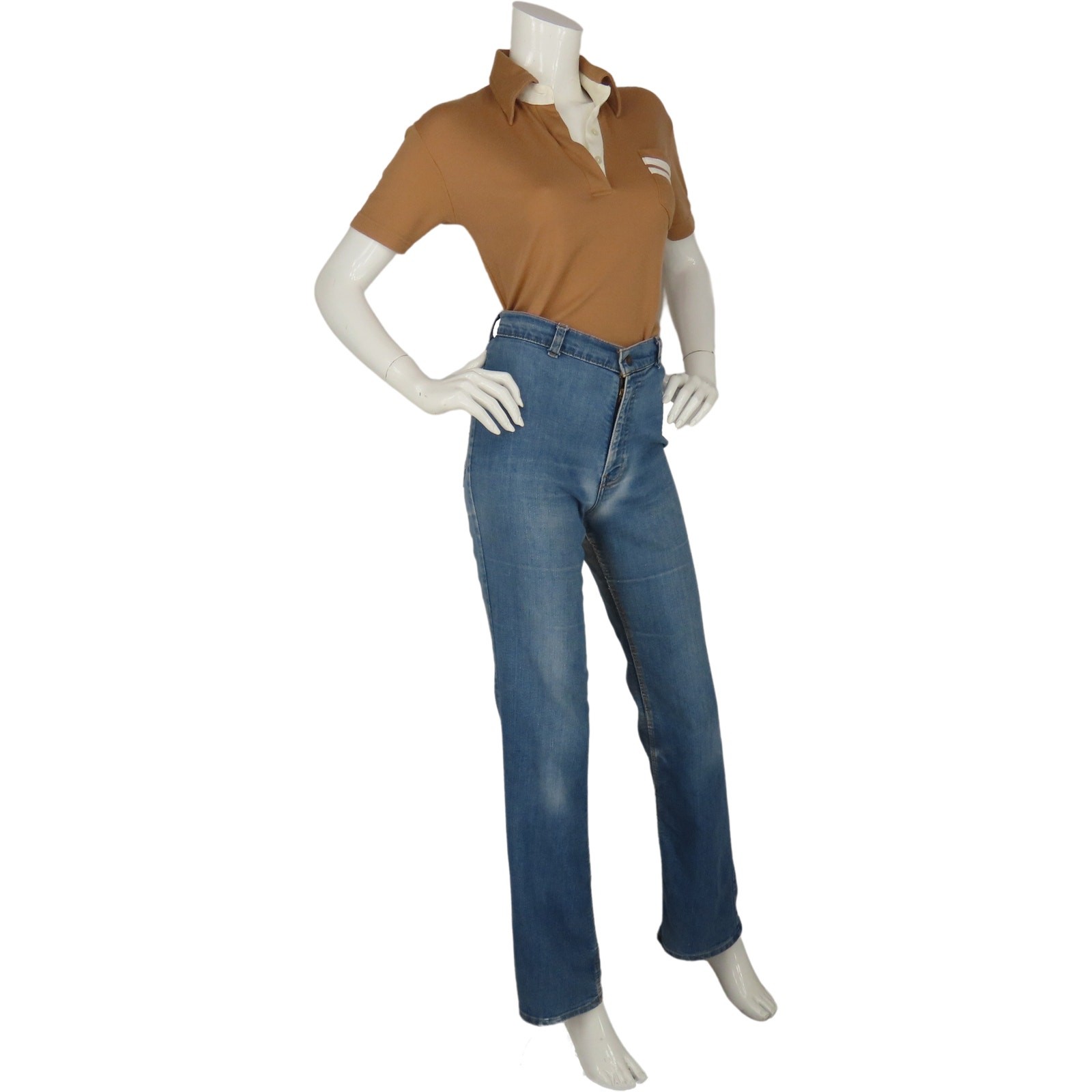Retro Camel Polo w/ Artistic Pocket & Soft Collar