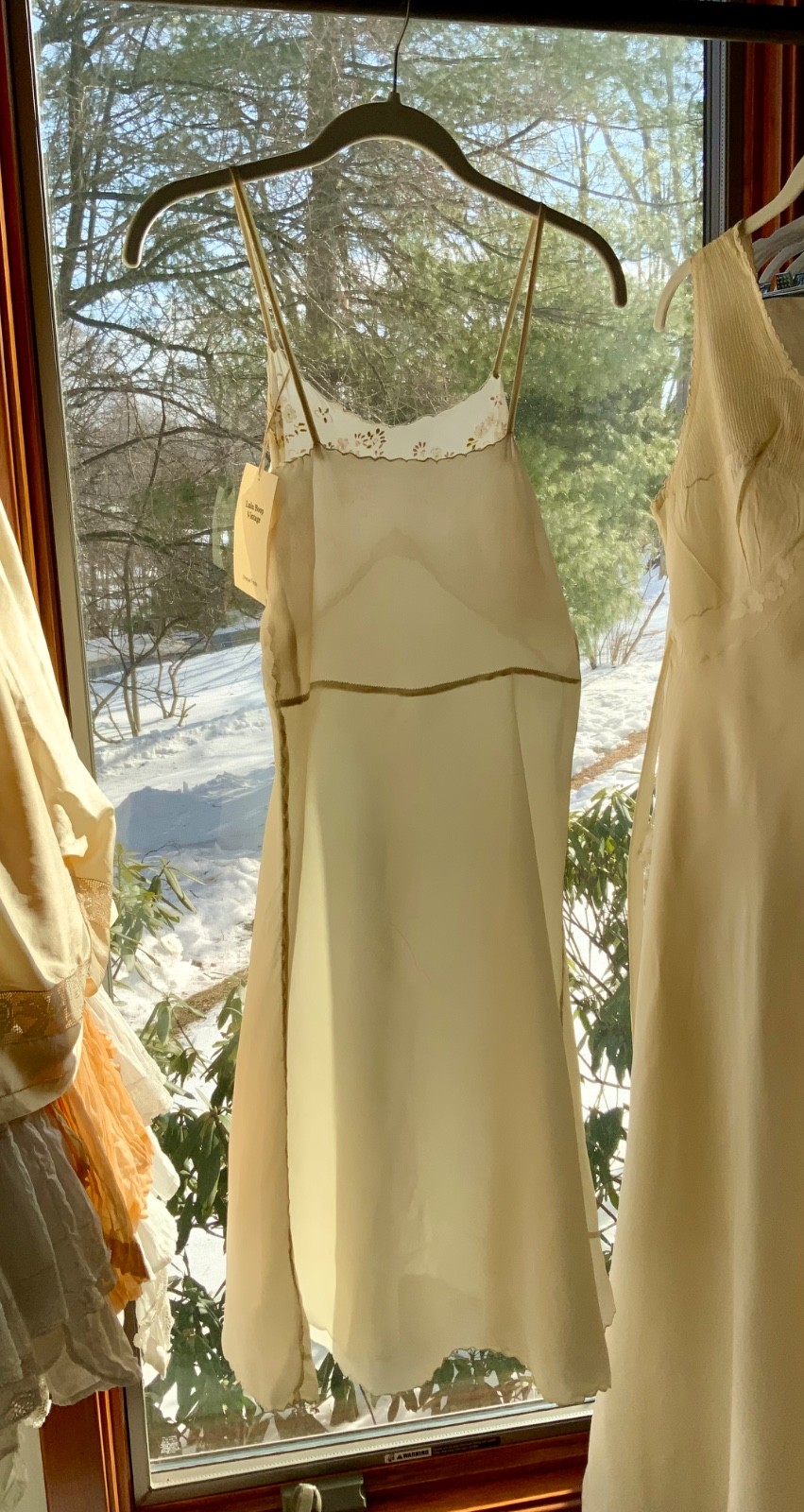1920s–30s Pure Silk Embroidered Slip Dress-XS