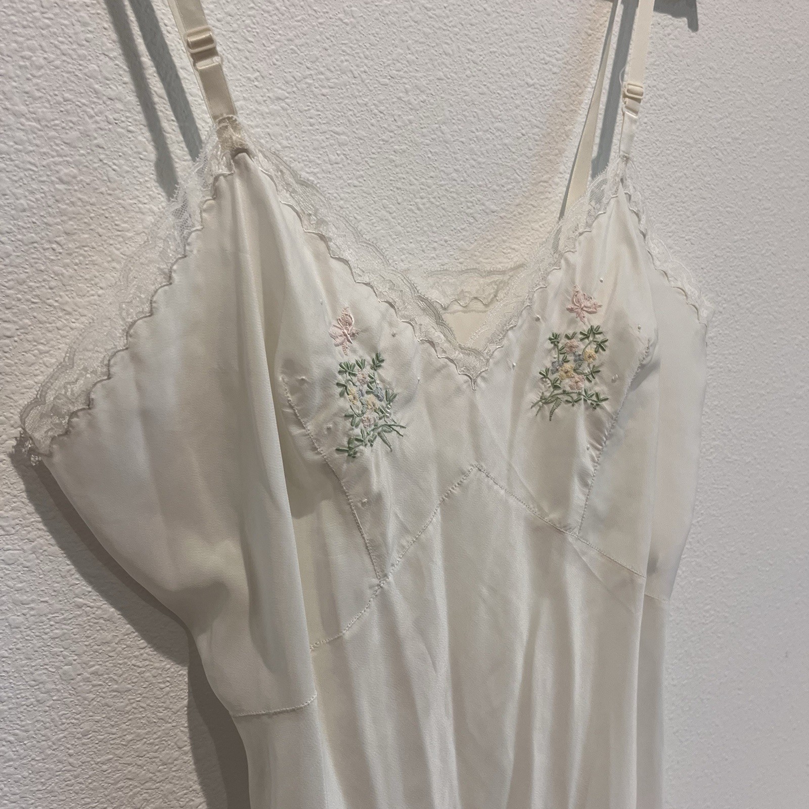 White Lace Lingerie Dainty Floral Vntg Chemise Wedding Night Corhan Noumair 36