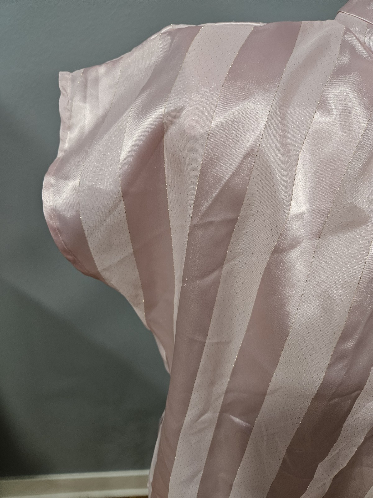 Cristina Vintage 80s Rose Pink & Cream Stripe Satin Blouse Sz Small