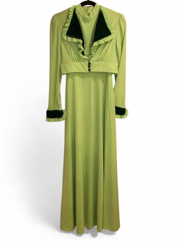 True Vintage Handmade 1970s Maxi Dress W/ Matching Jacket Size XS/s/m **AS IS**