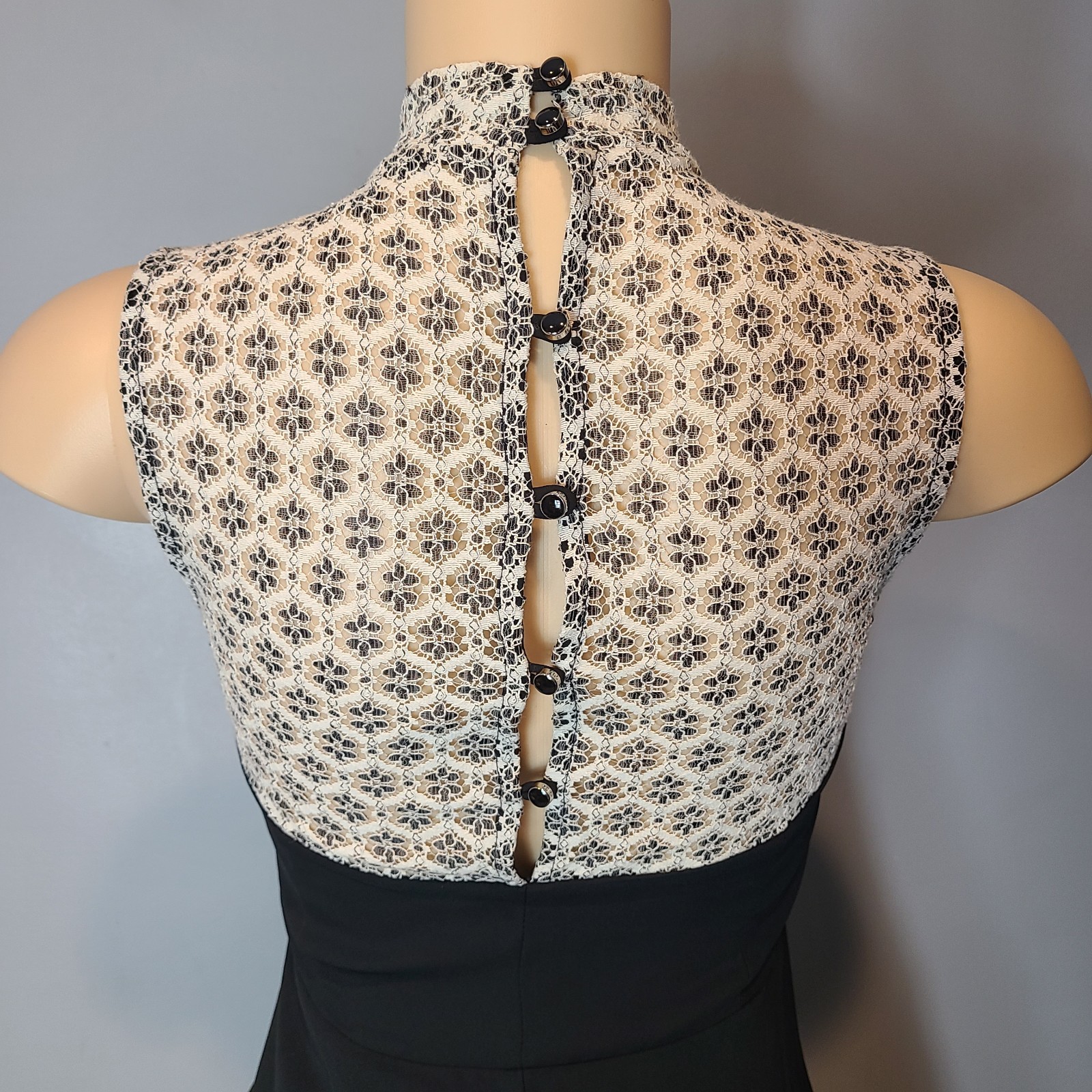 Vintage 90s Y2K Black Skater Dress Twee Mini Size S Mall Goth Graduation