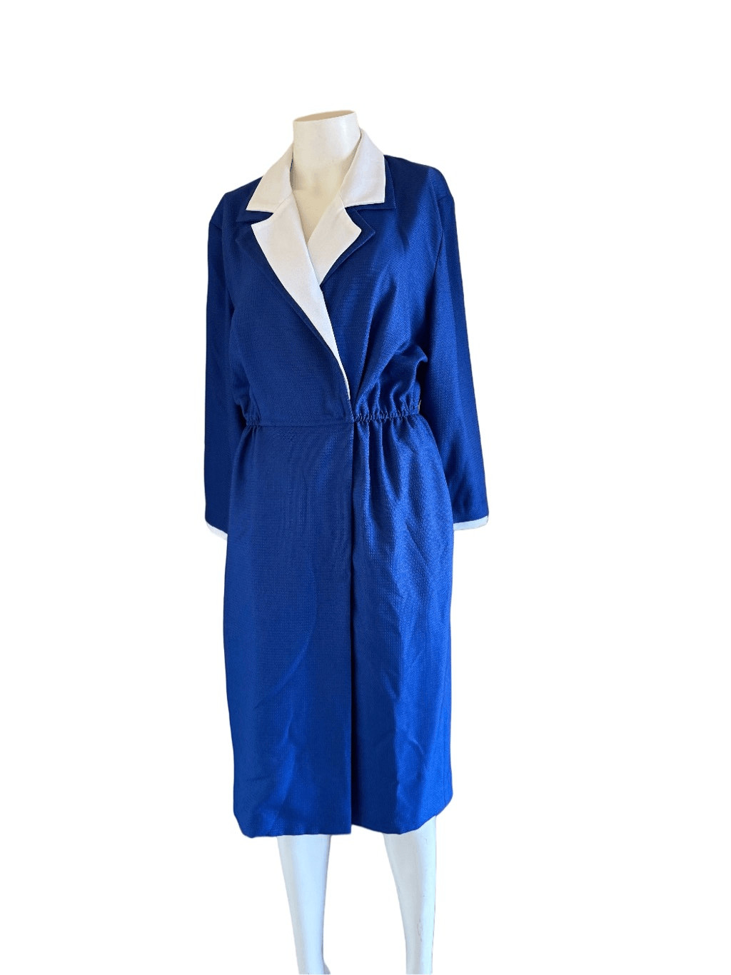 California Design by Dorothy Samuel royal blue midi dress white collar vintage s